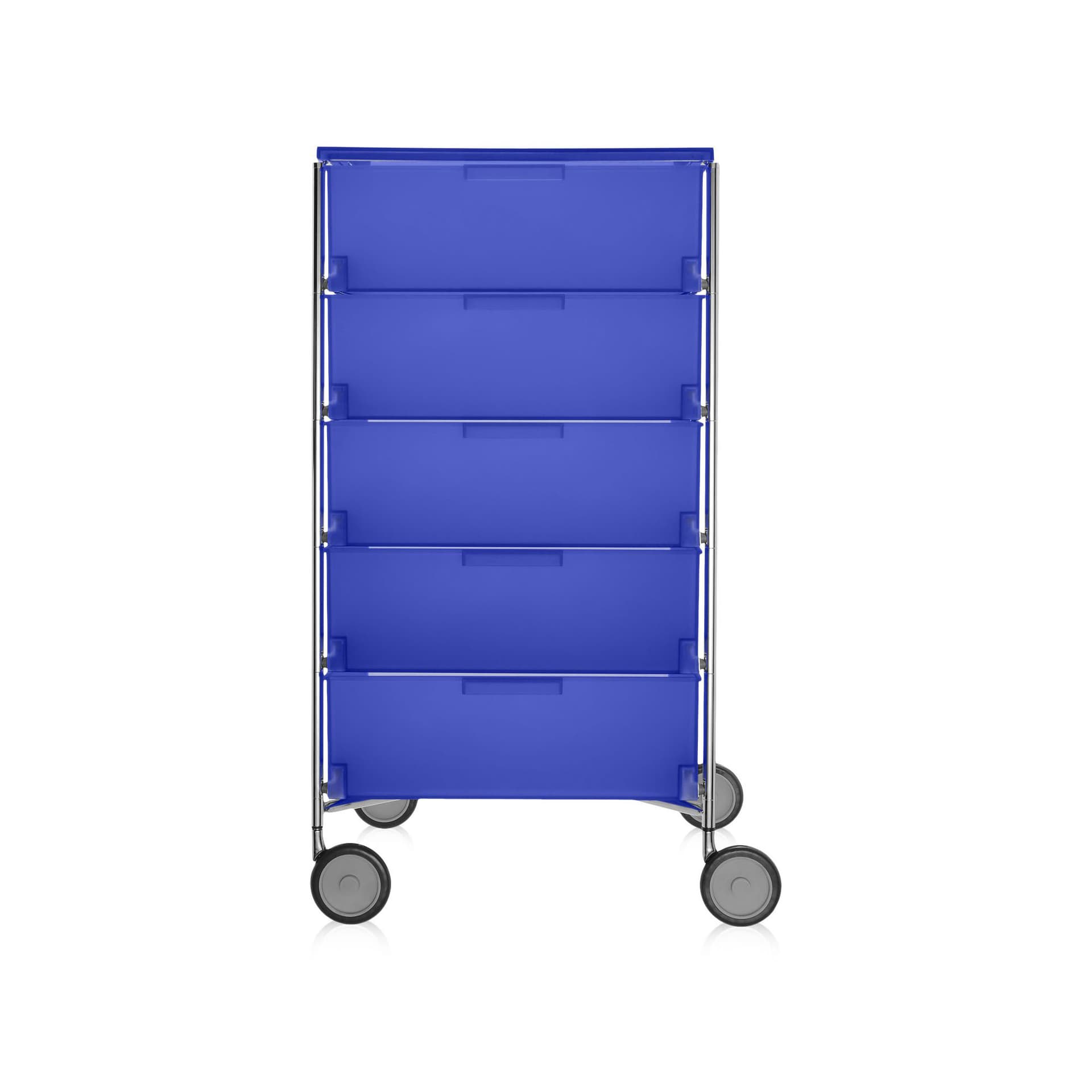 Kartell - Mobil 5 Drawers with Wheels Cobalt Blue - Skuffeseksjoner - Atonio Citterio,Oliver Löw - Blå - Metall/Plast