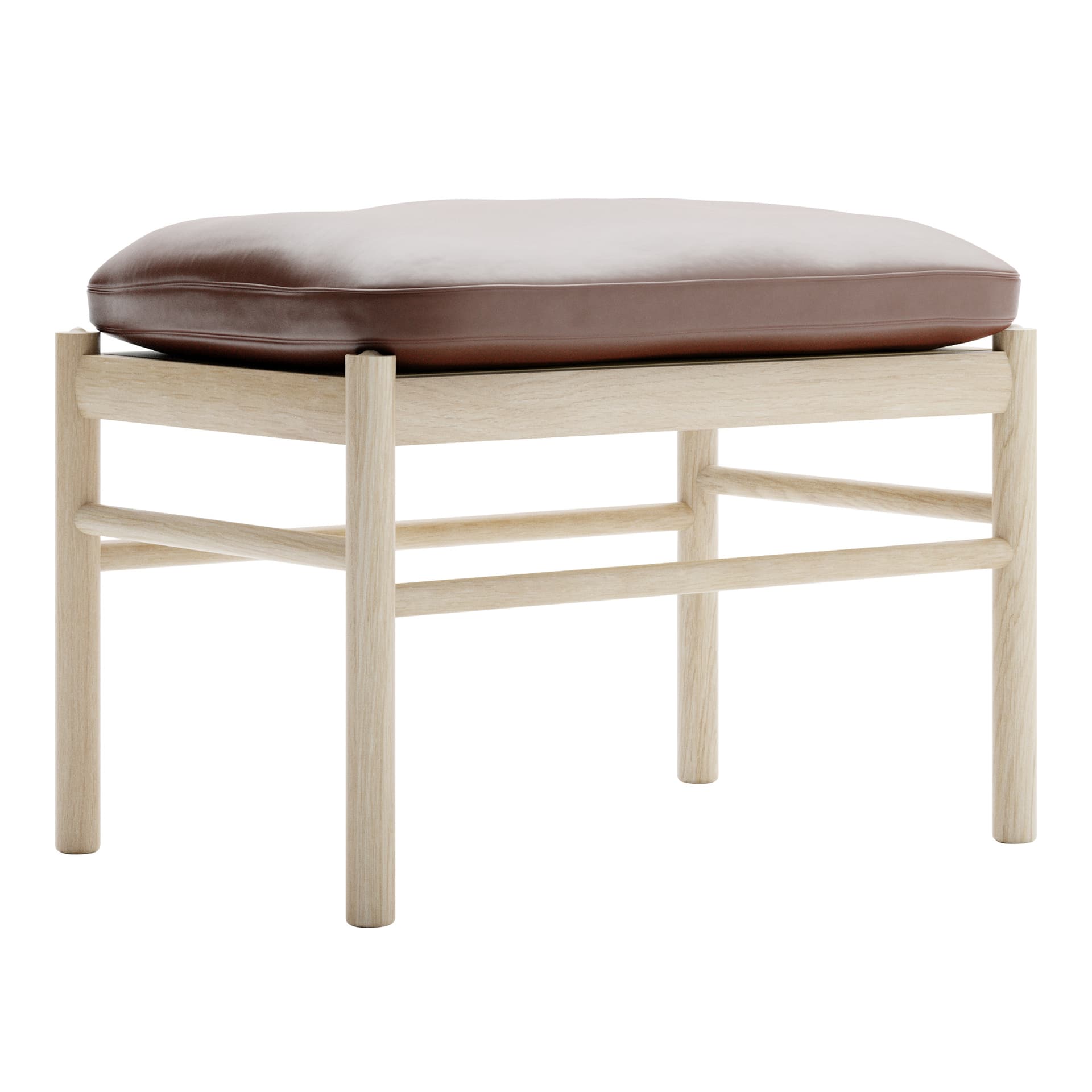 Carl Hansen - OW149F - Colonial Footstool, Tvålad Ek, Lädergrupp C Sif - 92 - Skamler & Taburetter - Ole Wanscher - Brun - Lær/Tre