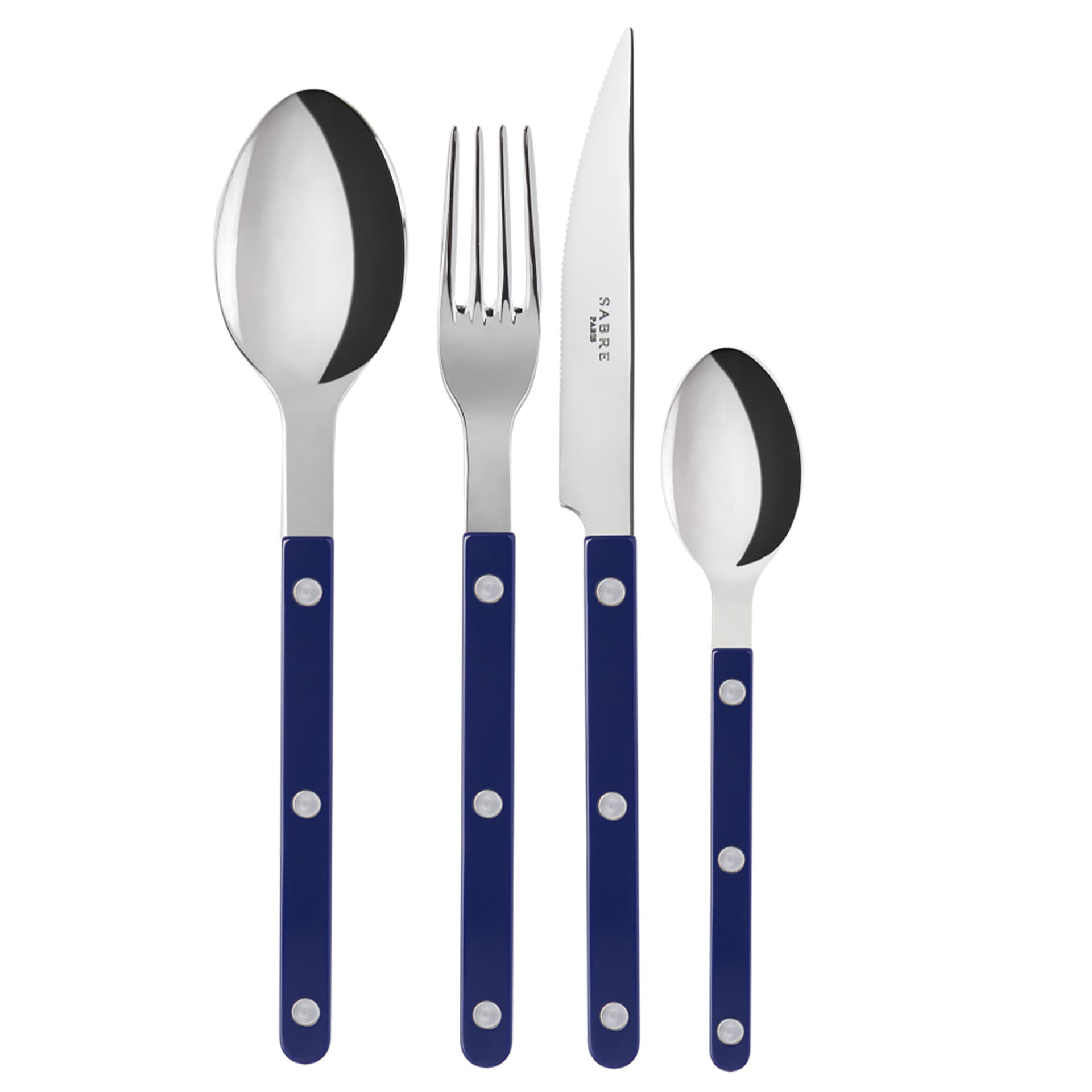 Sabre Paris - Bistrot Shiny Solid / 24 Pieces Cutlery Set / Navy Blue - Bestikksett