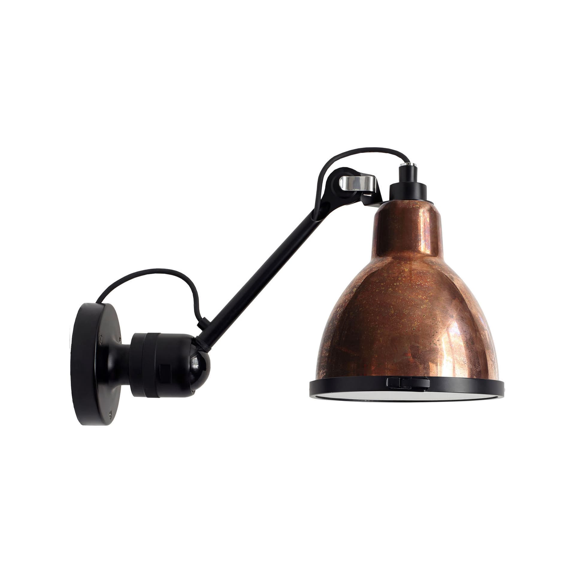 DCWéditions - Lampe Gras No 304 XL Outdoor Seaside Round Black/Raw Copper-White - Utendørs vegglamper - Bernard-Albin Gras - Kobber - Glass/Metall/Syntetisk materiale