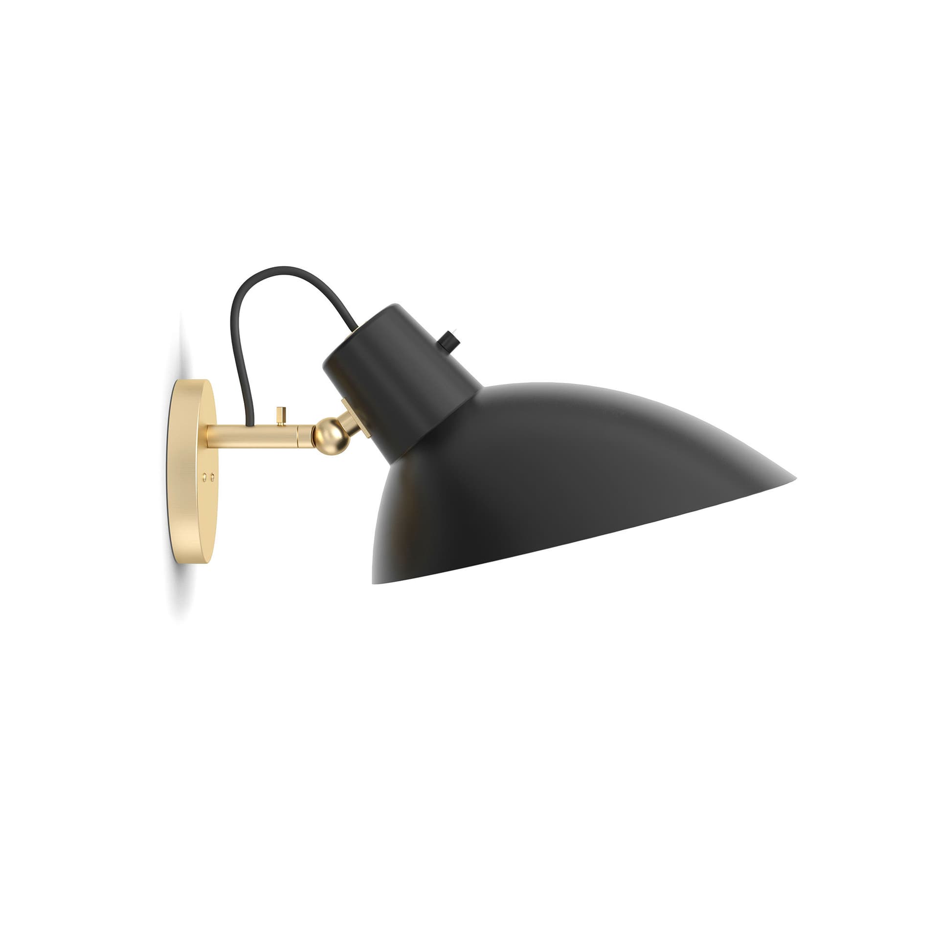 Astep - VV Cinquanta Wall, Brass Mount, Black Reflector with Switch - Sengelamper - Vittoriano Viganò - Svart - Metall