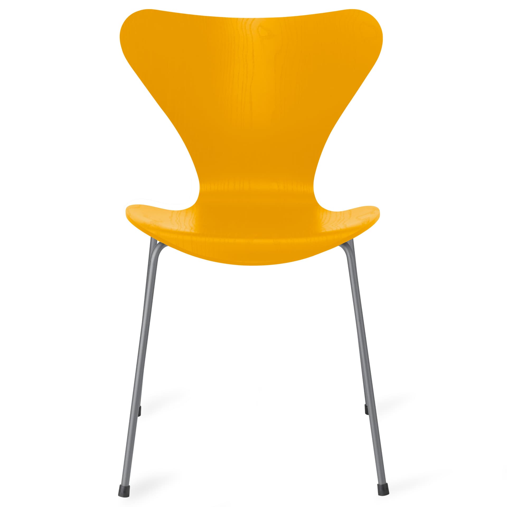 Fritz Hansen - Series 7 stol 3107 farget askfiner stålram sølvgrå true yellow - Spisestoler - Arne Jacobsen - Gul - Metall/Tre