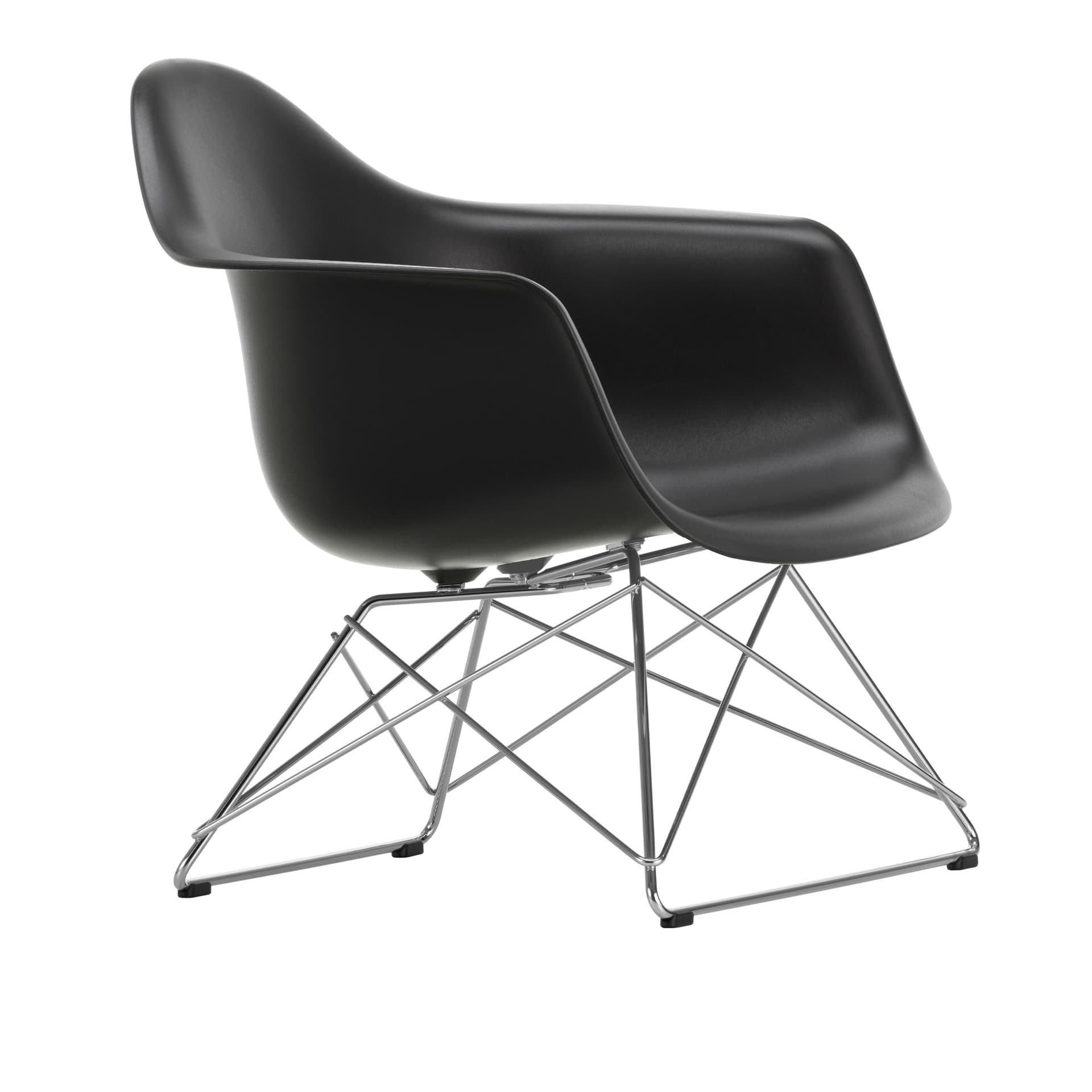 Vitra - Eames Plastic Armchair LAR - 12 Deep Black - Chrome Base - Lenestoler - Charles & Ray Eames - Svart - Metall/Plast