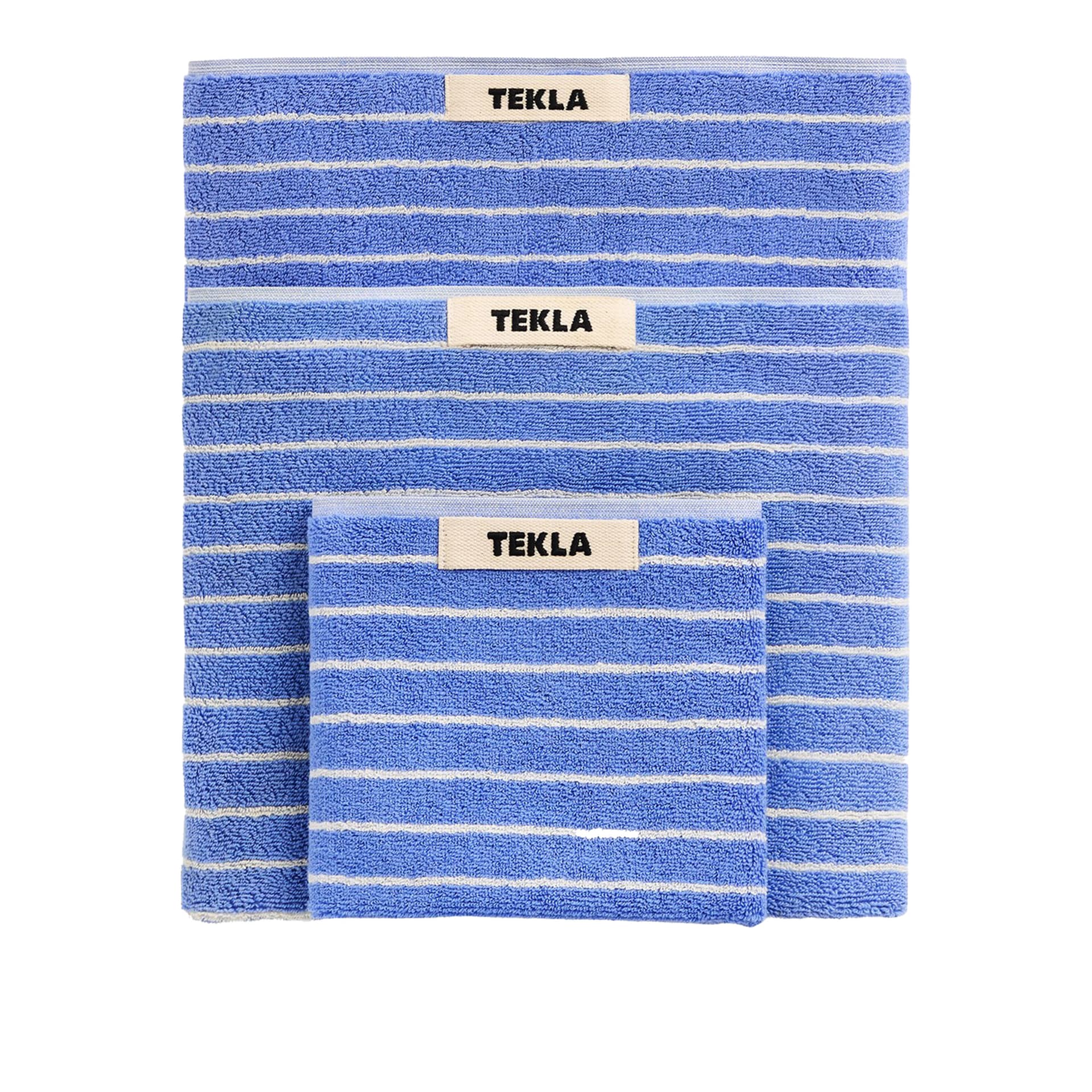 Tekla - Terry Towel Bath Sheet, 100x150, Clear Blue Stripes - Håndklær og badehåndklær - Blå
