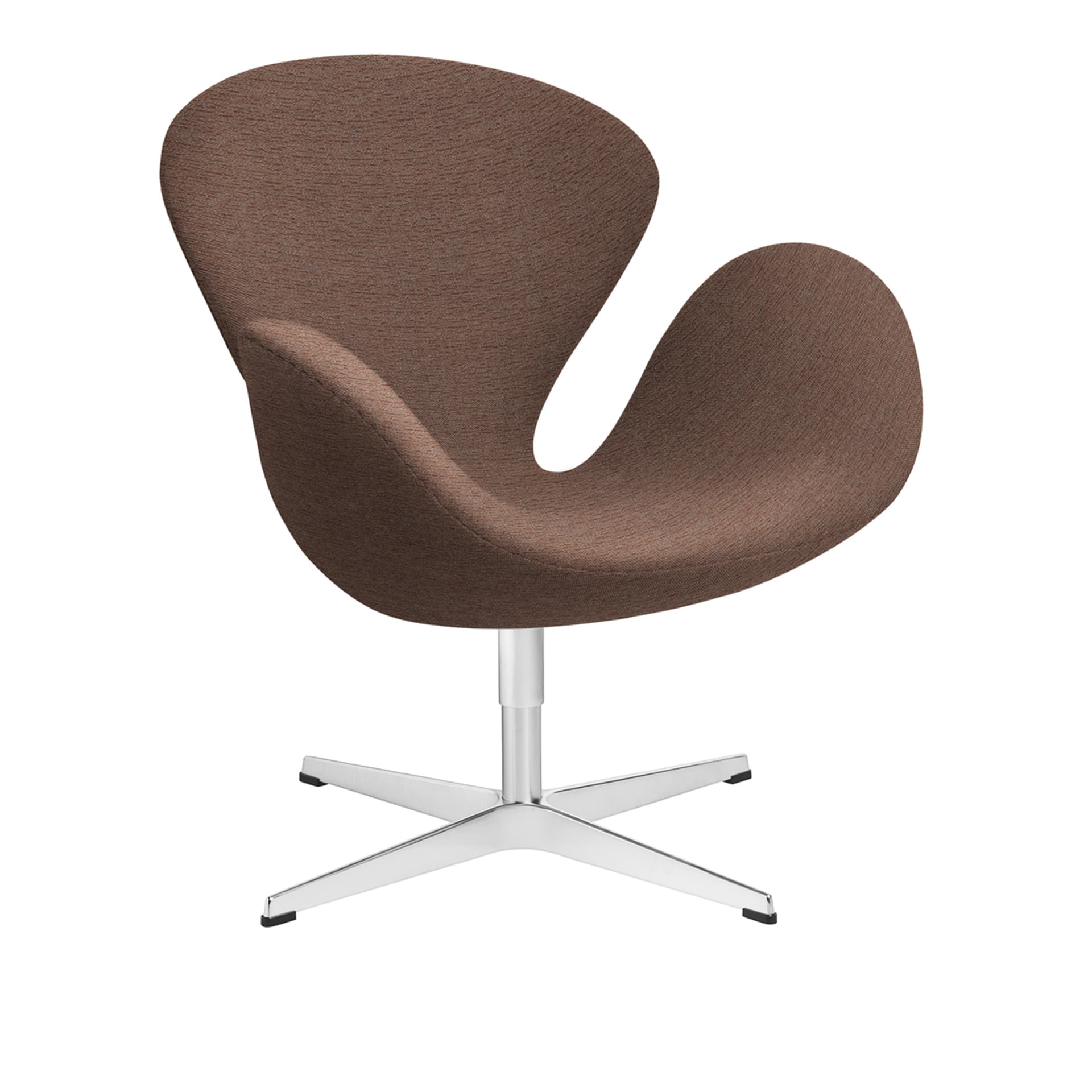 Fritz Hansen - 3320 Svanen Fåtölj, Beige/Orange 1132 Christianshavn Fabric, Snurrbar stjärnfot - Svingbare lenestoler - Arne Jacobsen - Brun - Metall/Skum/Ull