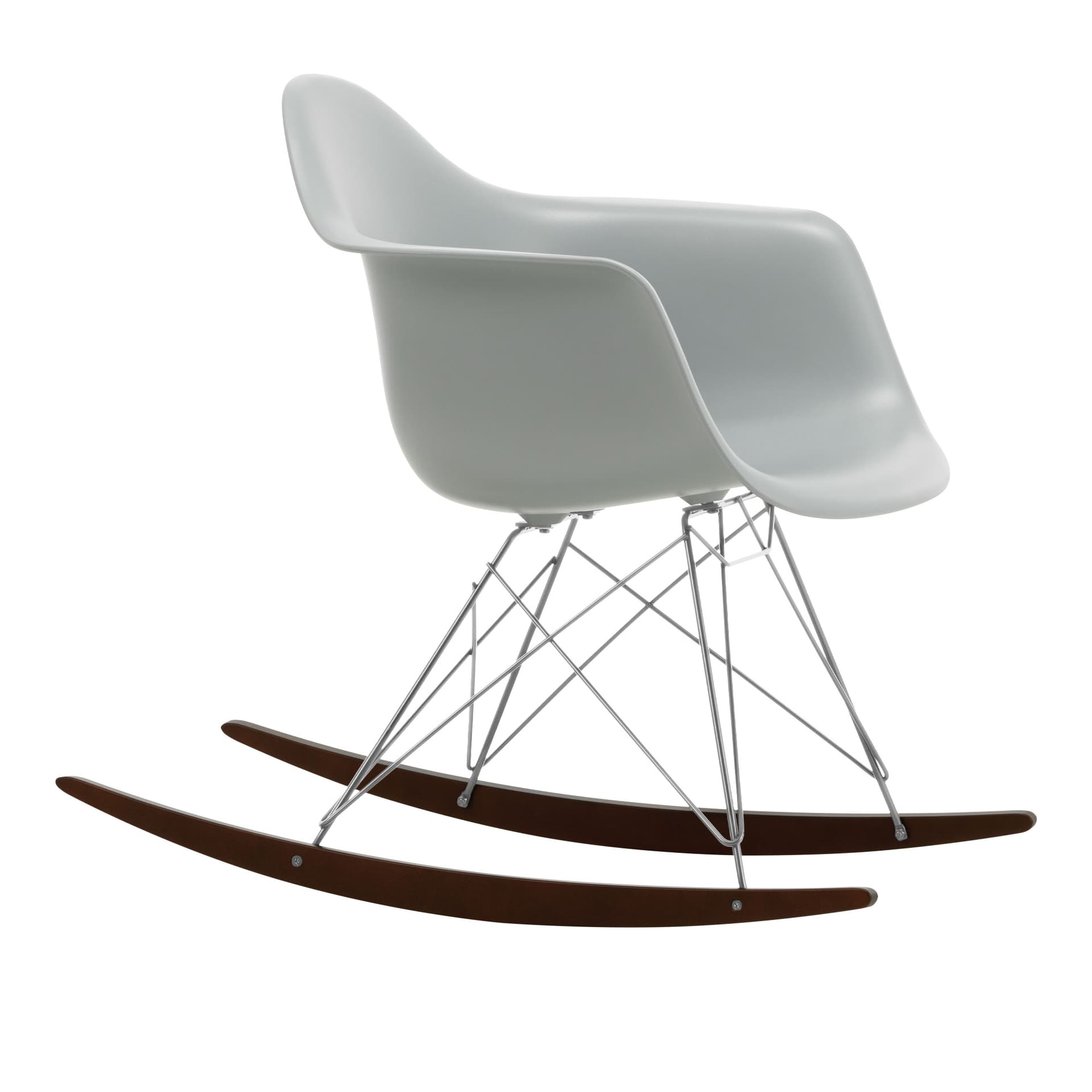 Vitra - Eames Plastic Armchair RAR - 24 Light Grey - Chrome Base - Dark Maple - Lenestoler - Charles & Ray Eames - Grå - Metall/Tre/Plast
