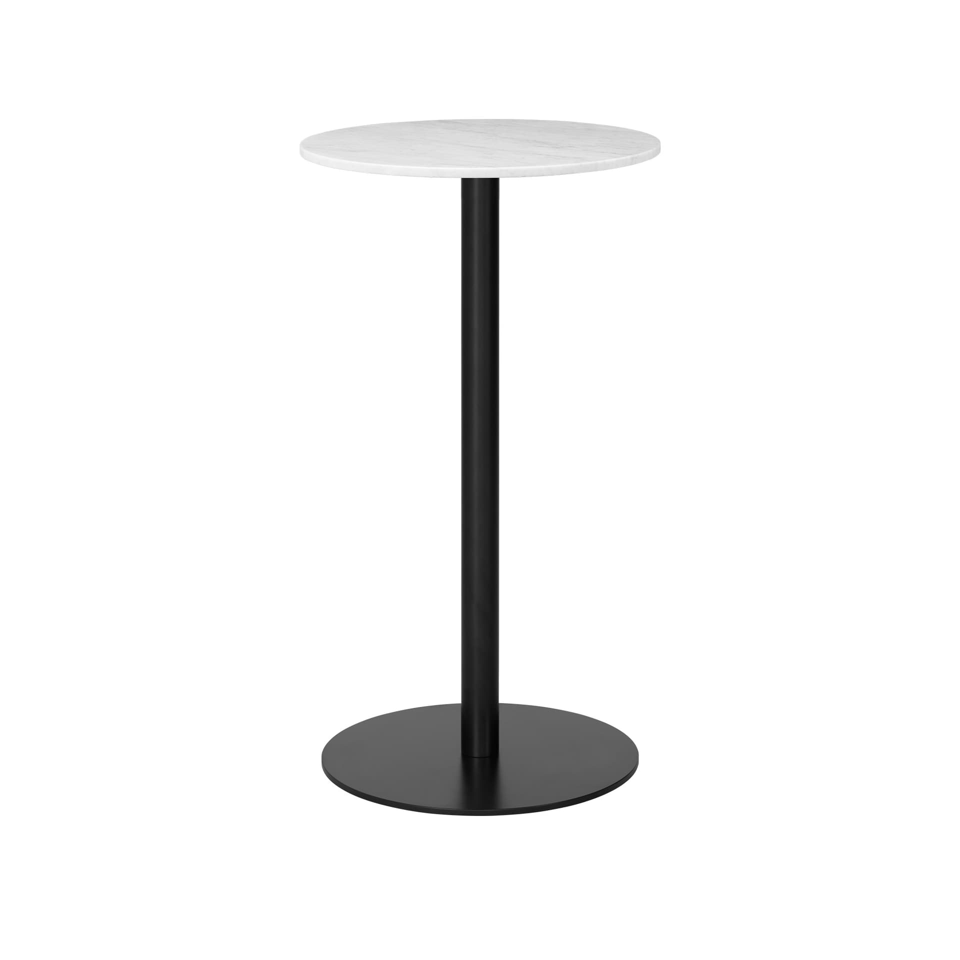 Gubi - Gubi 1.0 Bar Table, Round, Ø60, Black Base, Marble Top - Bianco Carrara - Barbord - Hvit - Metall/Stein