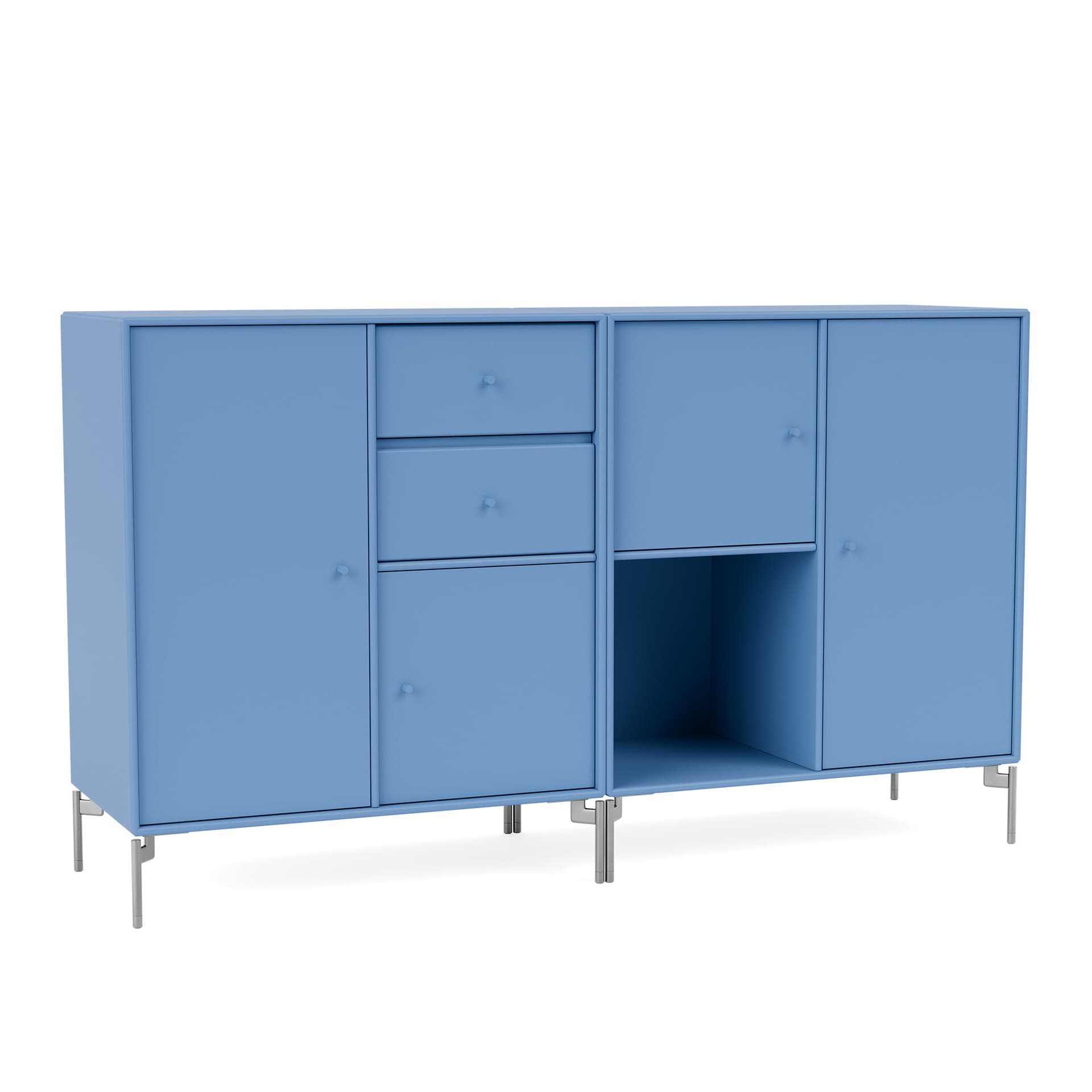 Montana - Couple Sideboard 154-Azure Matt Chrome - Sideboards - Peter J. Lassen - Blå - Tre