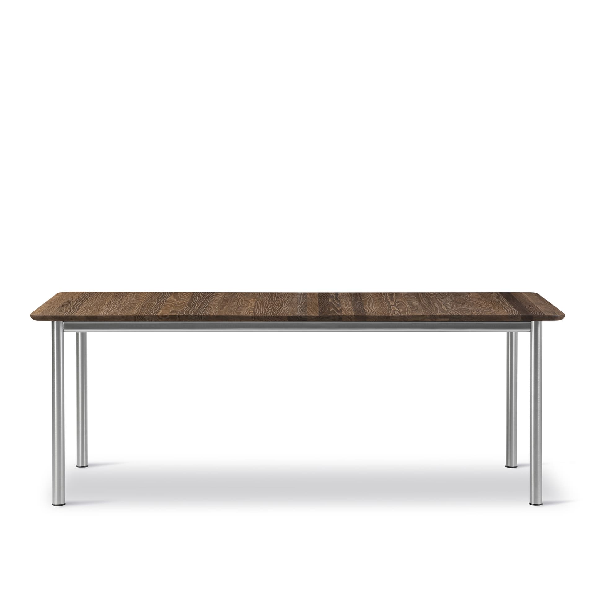 Fredericia Furniture - Plan Table - Extendable - 200-260 x 100 cm - height 73 cm - Smoked oak - oiled - Rounded edge - Brushed steel - Spisebord - Edward Barber & Jay Osgerby - Tre