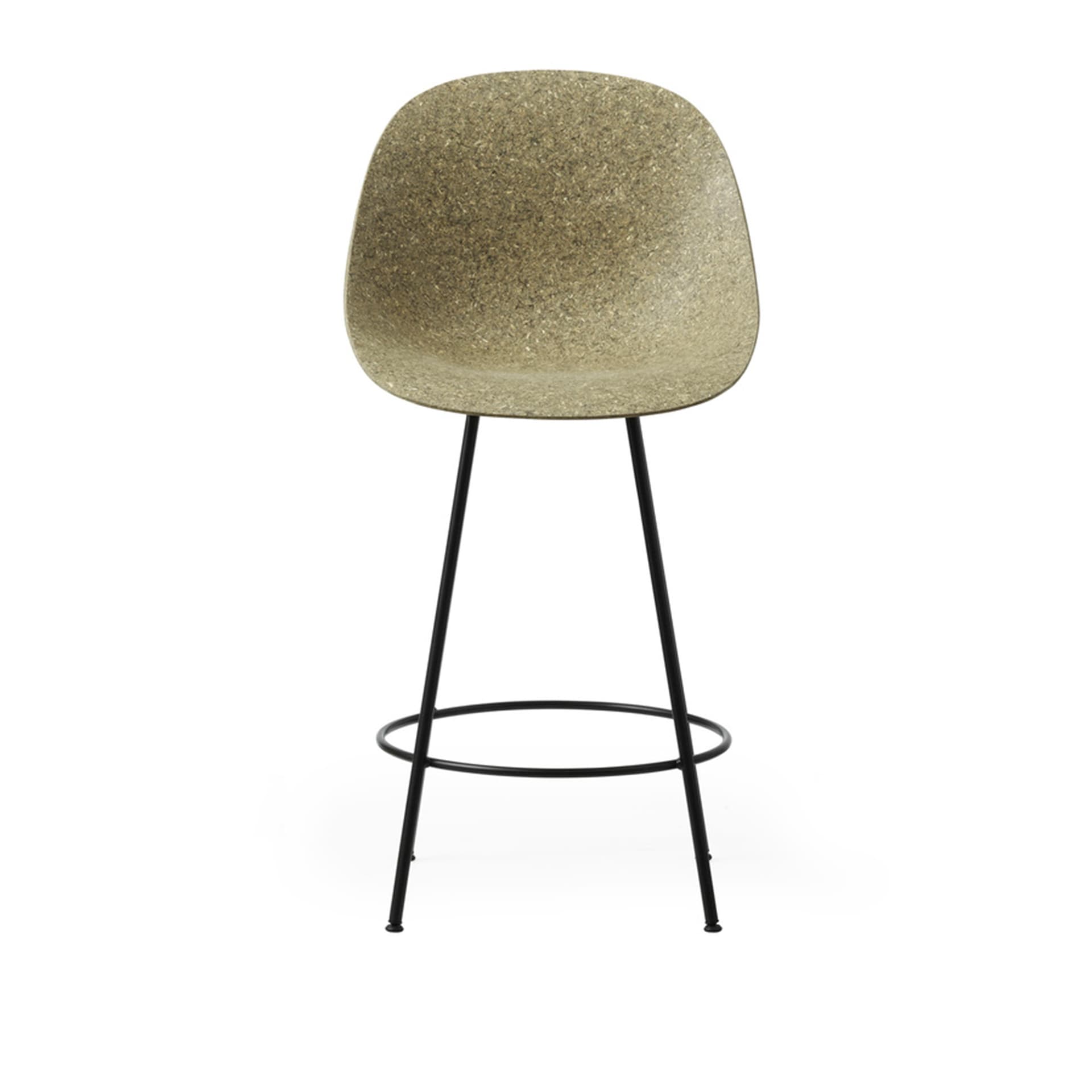 Normann Copenhagen - Mat Bar Chair 65 cm Black Steel Seaweed - Spisestoler - Foersom & Hiort-Lorenzen - Beige - Naturlig materiale/Metall
