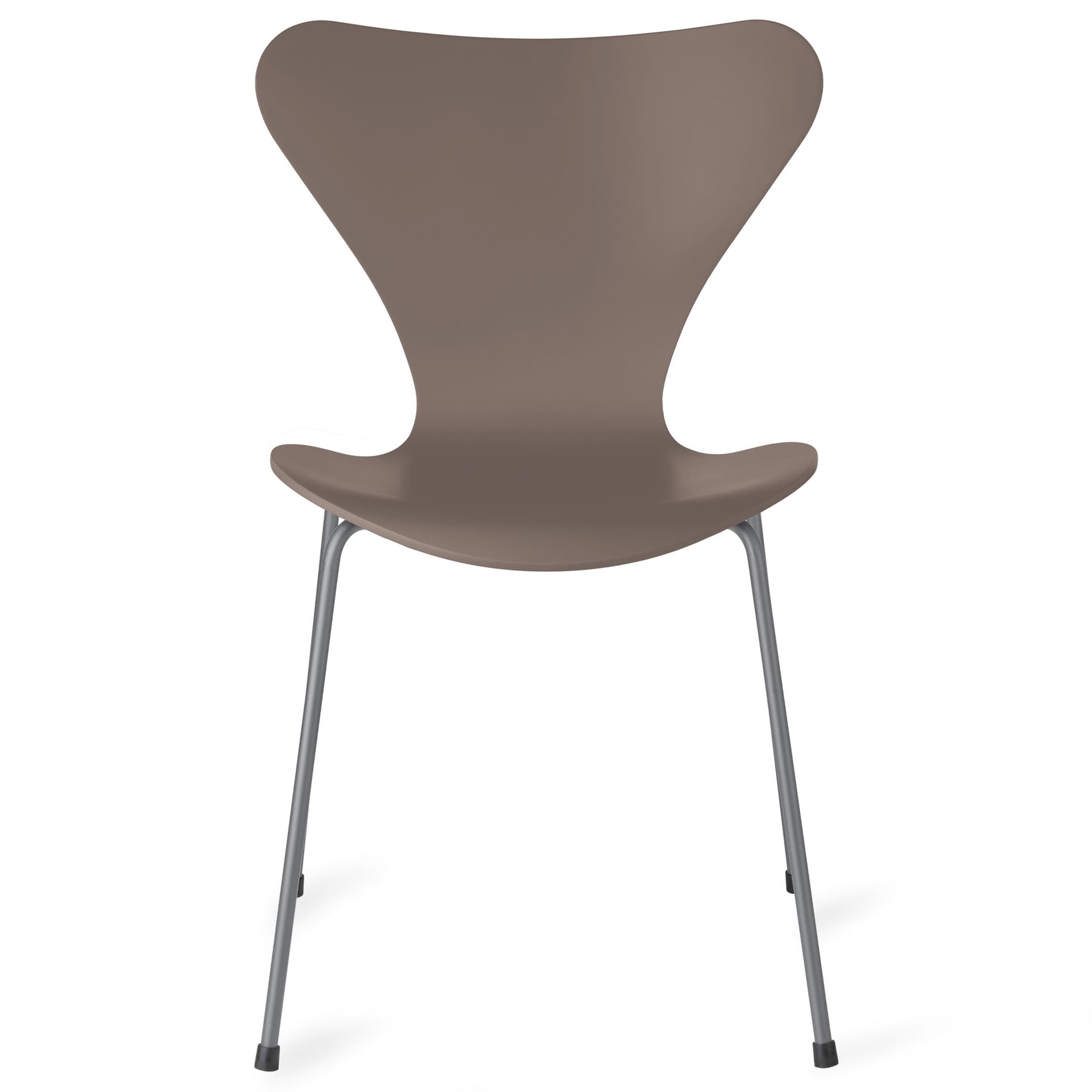 Fritz Hansen - Series 7 stol 3107 bøkfiner stålunderstell sølvgrå deep clay - Spisestoler - Arne Jacobsen - Beige,Grå - Metall/Tre