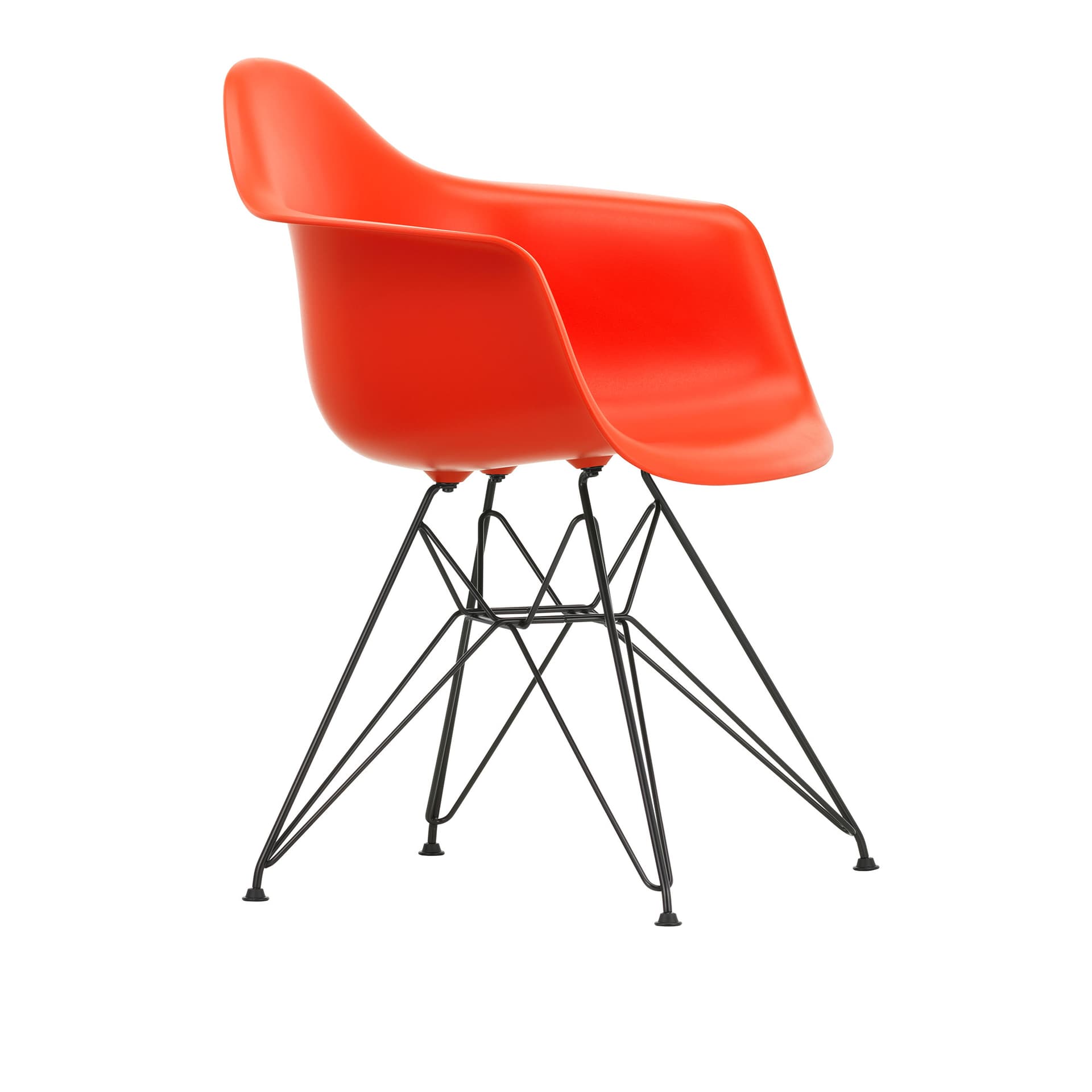 Vitra - Eames Plastic Armchair DAR 03 Poppy Red Basic Dark Base - Spisestoler - Charles & Ray Eames - Rød - Metall/Plast