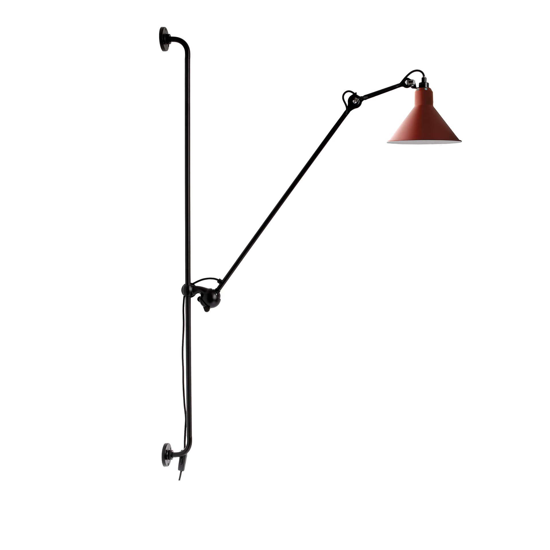 Lampe Gras - 214 Vegglampe Conic Svart/Rød