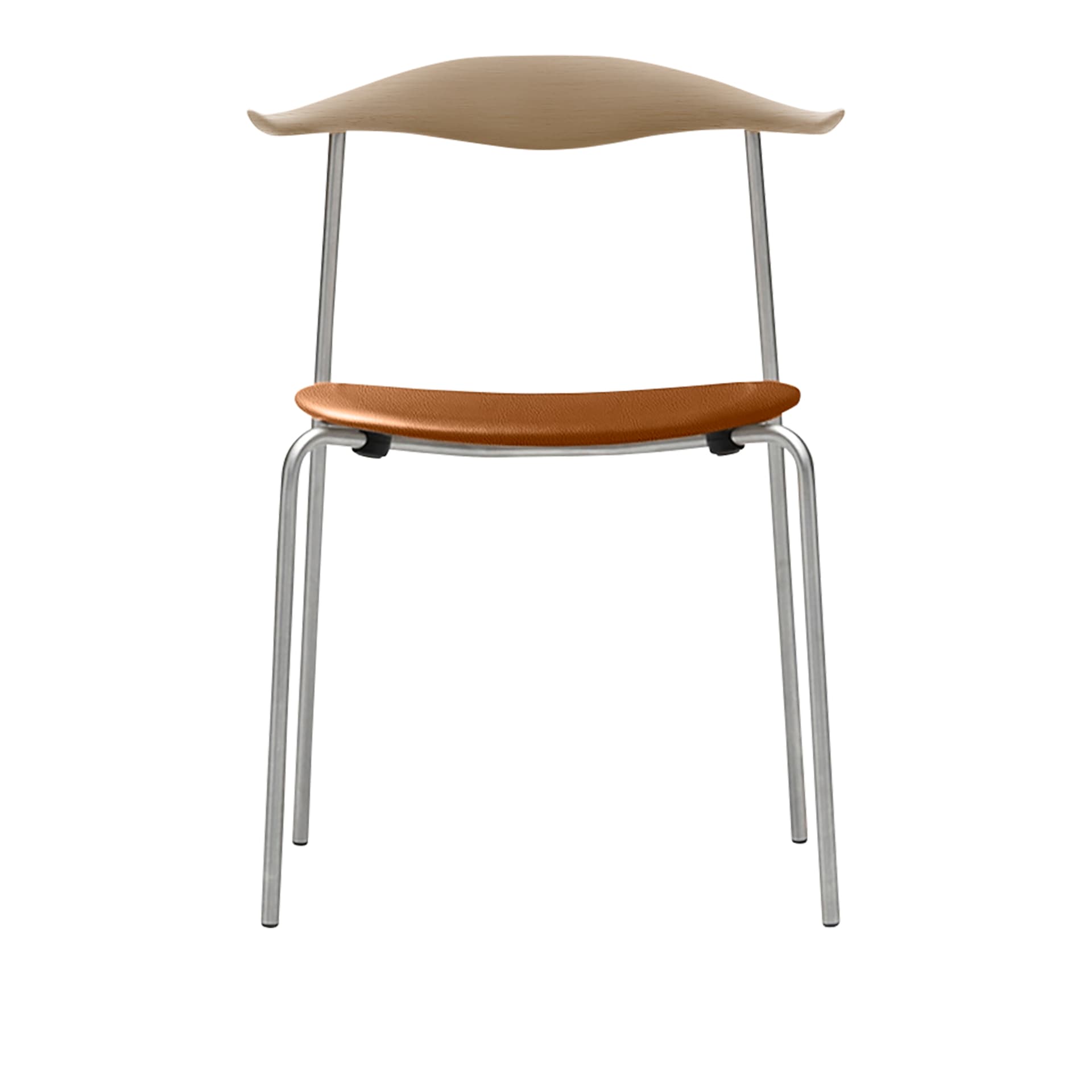 Carl Hansen - CH88P - Klädd sits, Tvålad Ek, Lädergrupp B Thor - 307, Ben i Rostfritt stål - Spisestoler - Hans J. Wegner - Brun - Metall/Tre