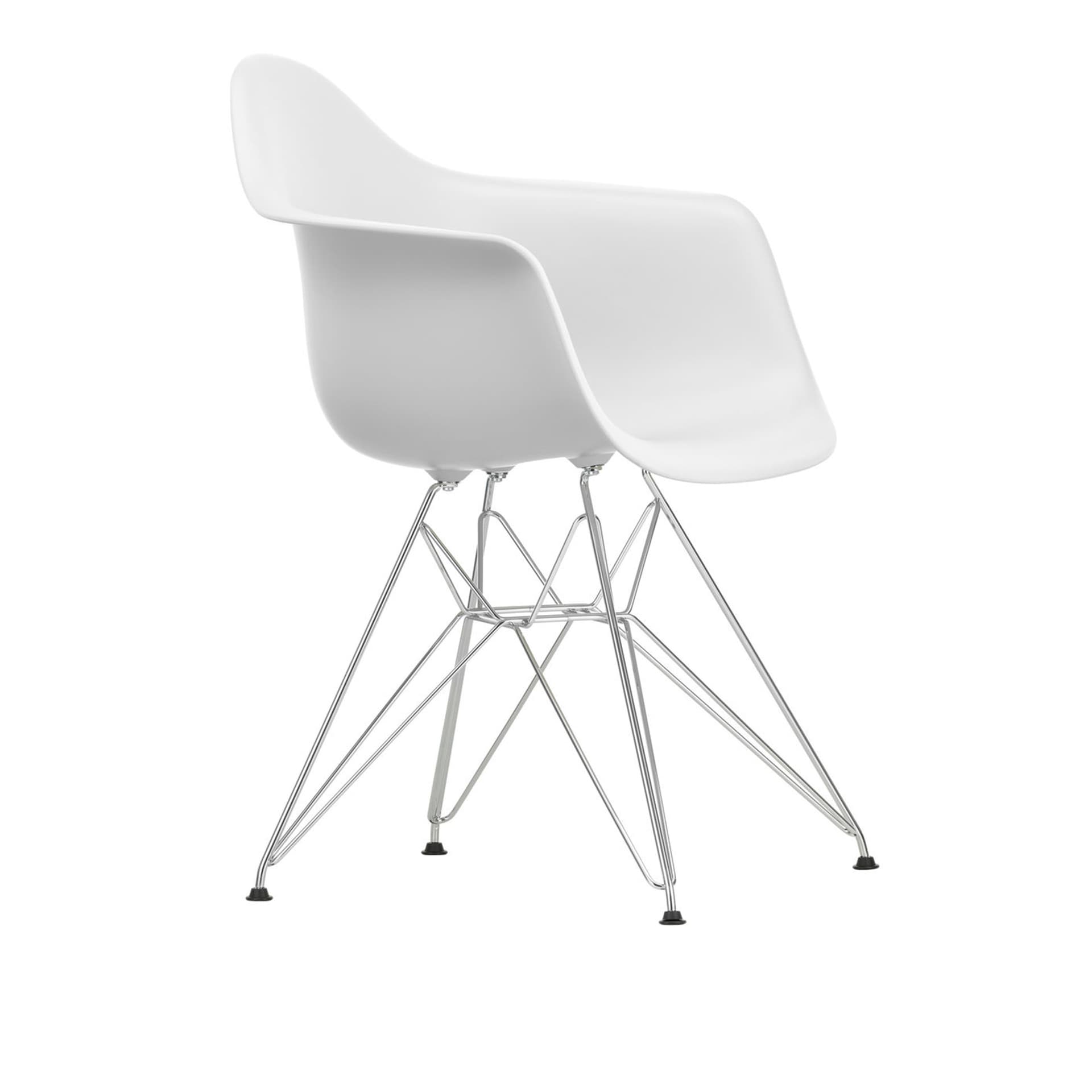 Vitra - Eames RE Plastic Armchair DAR 85 Cotton White Chrome - Spisestoler - Charles & Ray Eames - Hvit - Metall/Plast
