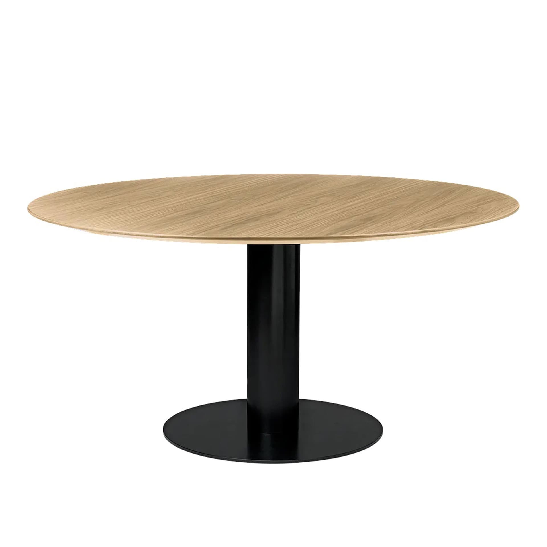 Gubi - GUBI 2.0 Dining Table, Ø 150 cm, Skiva: Trä - Ek, Bas: Svart - Spisebord - Tre farget - Metall/Tre