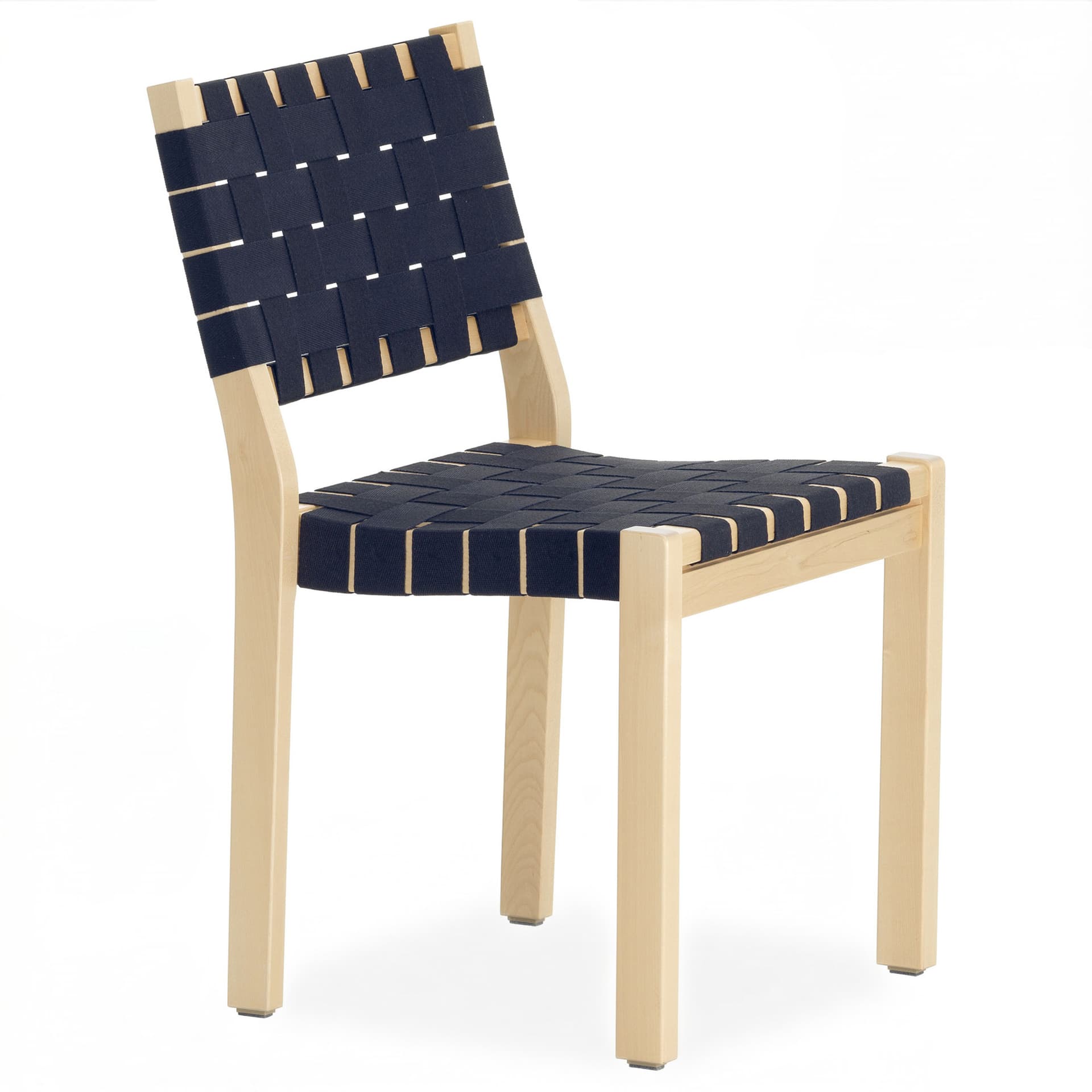 Artek - Chair 611 Björk/Black Blue - Spisestoler - Alvar Aalto - Tre farget - Naturlig materiale/Tre