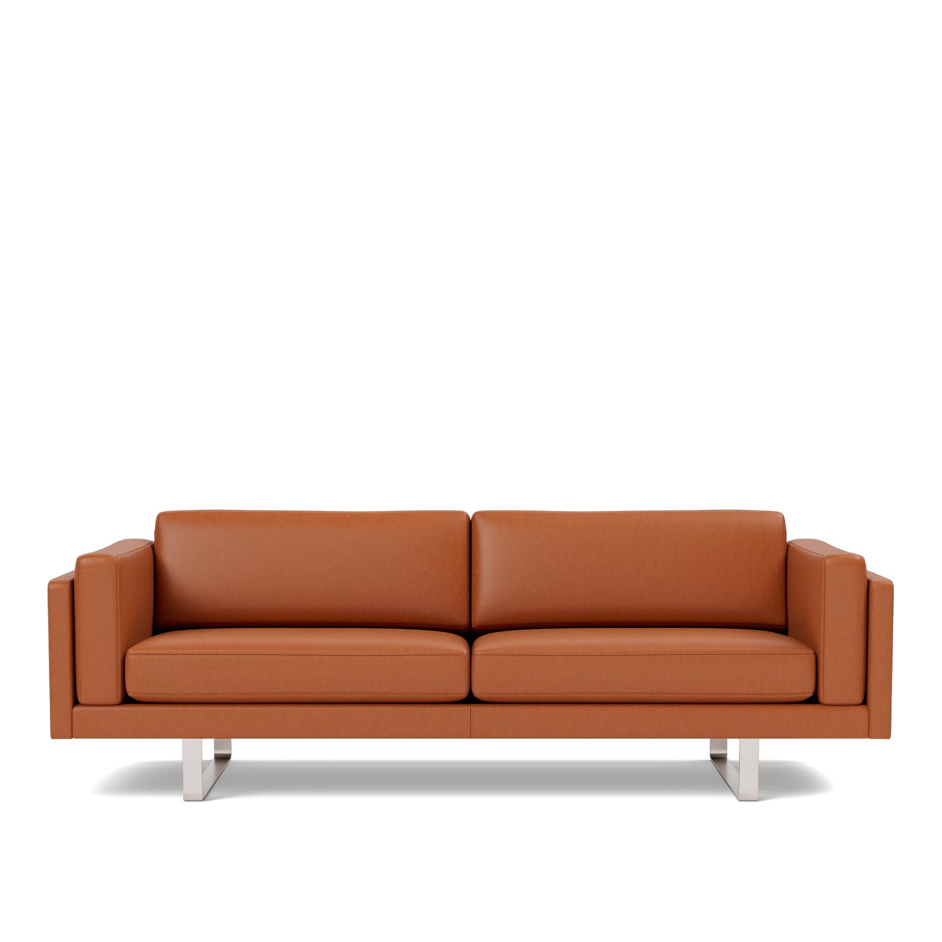 Fredericia Furniture - EJ280 Sofa - 3 seater - 240 cm - Leather Max 95 - Cognac - Down wrap - Brushed chrome - sledge base (High) - Sofaer - Erik Jørgensen Studio