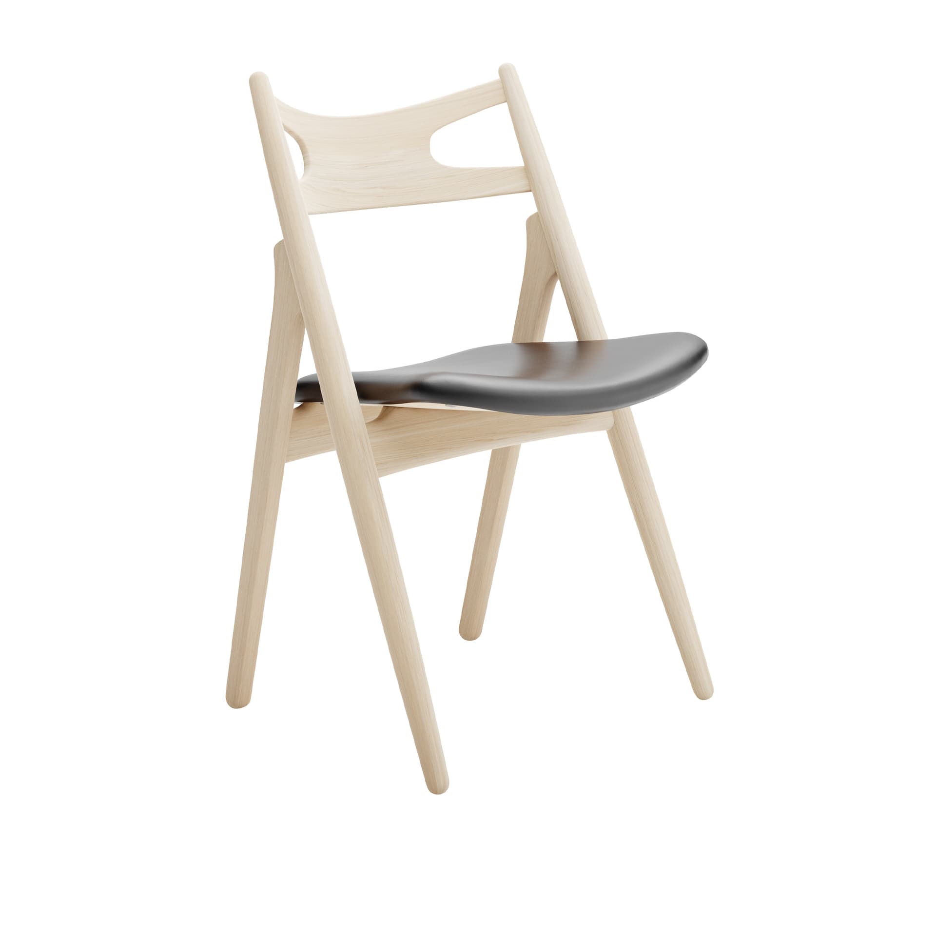 Carl Hansen - CH29P Sawbuck Chair, Tvålad Ek, Lädergrupp C Sif - 98 - Spisestoler - Hans J. Wegner - Tre farget - Lær/Tre