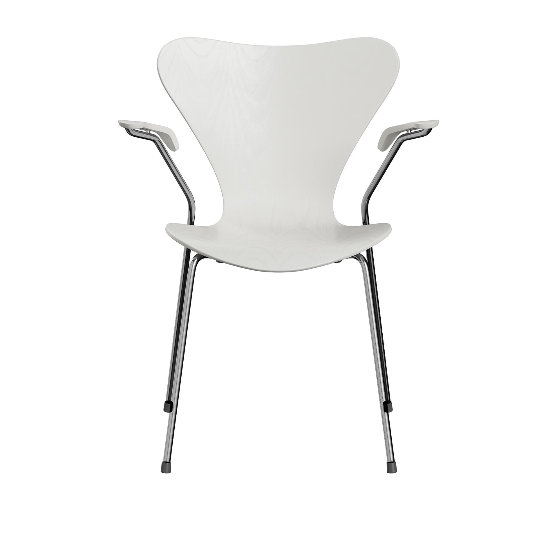 Fritz Hansen - 3207 Sjuan, Färgad askfanér, Vit - Spisestoler - Arne Jacobsen - Hvit - Metall/Tre