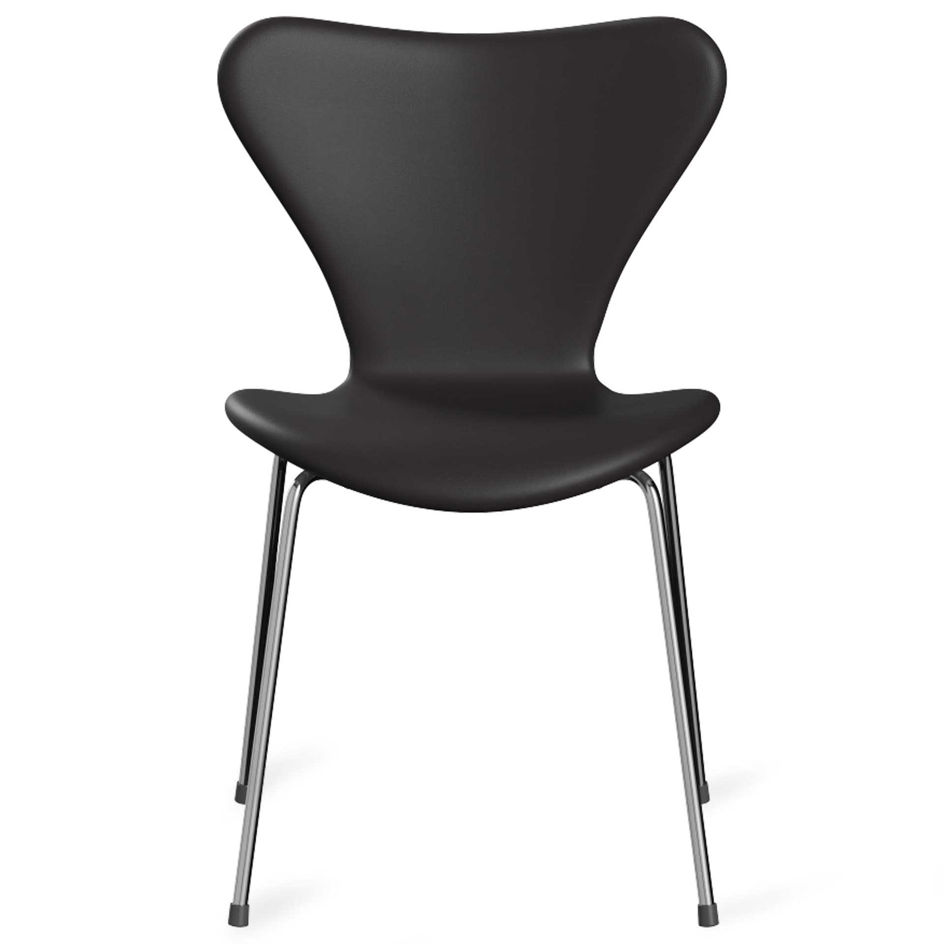 Fritz Hansen - Series 7 stol 3107 heltrukket lær stålramme krom soft black brown - Spisestoler - Arne Jacobsen - Brun - Lær/Metall/Tre
