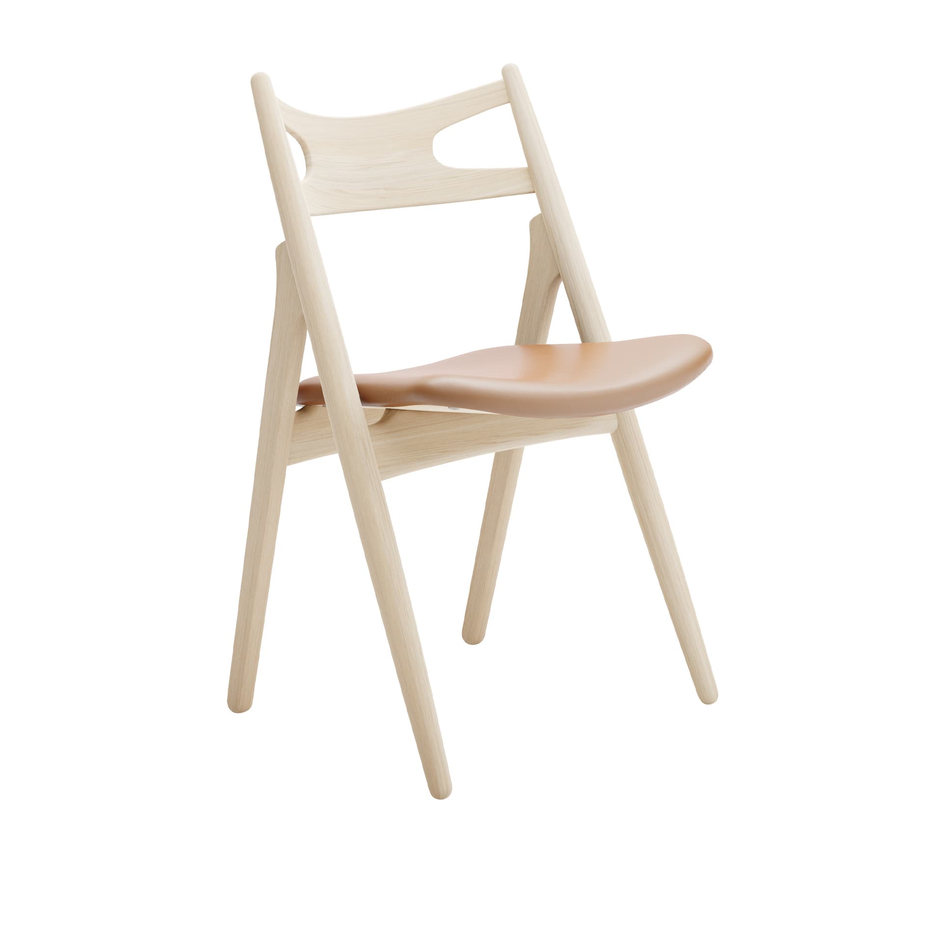 Carl Hansen - CH29P Sawbuck Chair, Tvålad Ek, Lädergrupp C Sif - 95 - Spisestoler - Hans J. Wegner - Tre farget - Lær/Tre