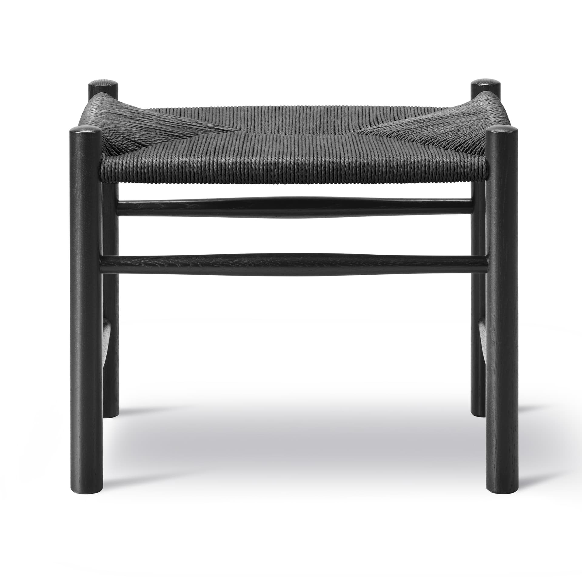 Fredericia Furniture - Wegner J16 Stool - Oak black lacquer - Black paper cord - Krakker - Hans J. Wegner - Svart - Tre