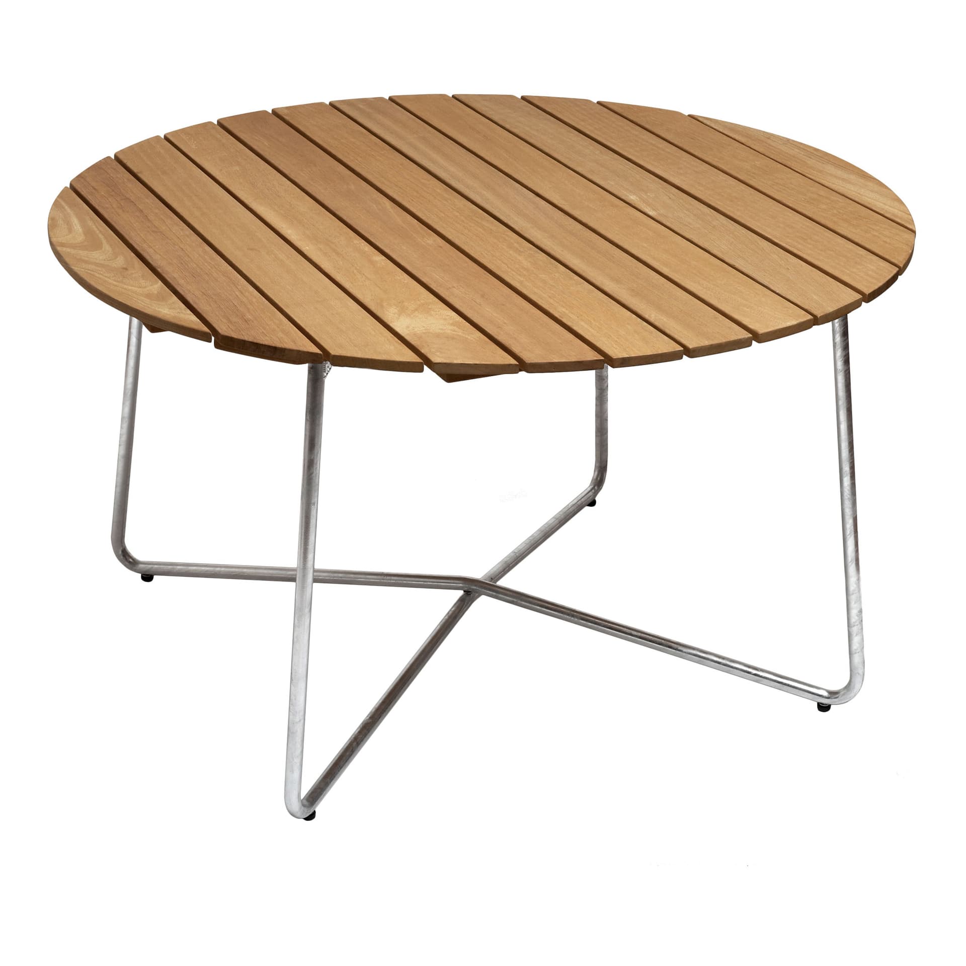 Grythyttan Stålmöbler - Bord 9A Ø120cm varmforsinket stativ oljet eik - Utendørs spisebord - Tre farget - Metall/Tre