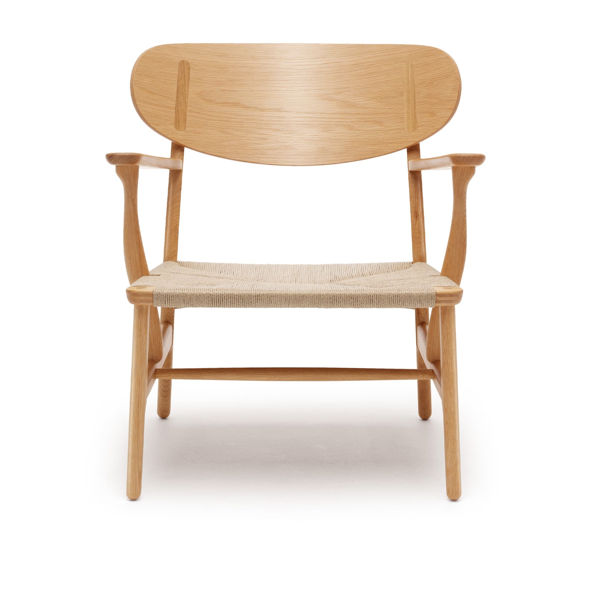 Carl Hansen - CH22, Lacquered Oak, Chord Natural - Lenestoler - Hans J. Wegner - Tre farget - Naturlig materiale/Tre
