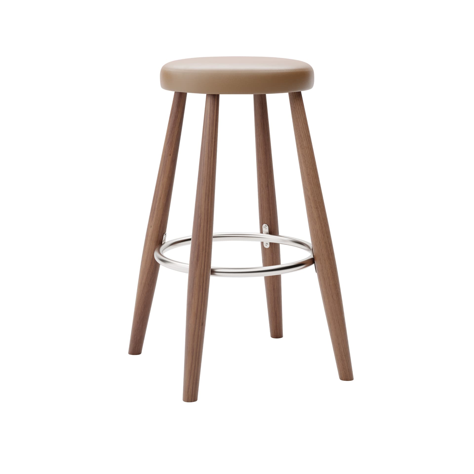 Carl Hansen - CH58 Low Stool, Oljad Valnöt, Lädergrupp C Sif - 91 - Barstoler & barkrakker - Hans J. Wegner - Tre farget - Lær/Metall/Tre
