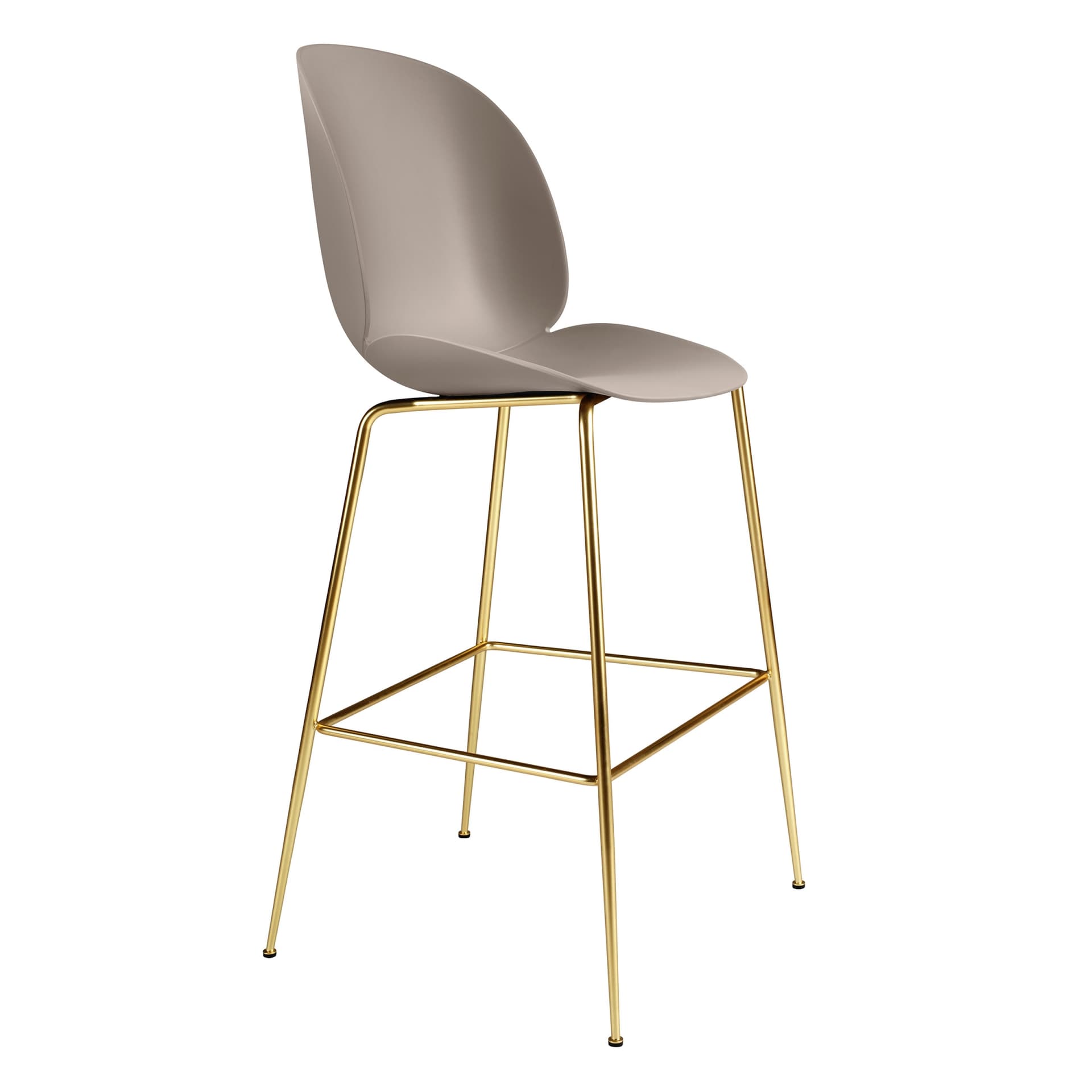 Gubi - Beetle Bar Chair Un-upholstered, Conic Base Brass, New Beige Shell, - Barstoler & barkrakker - GamFratesi - Beige - Metall/Plast