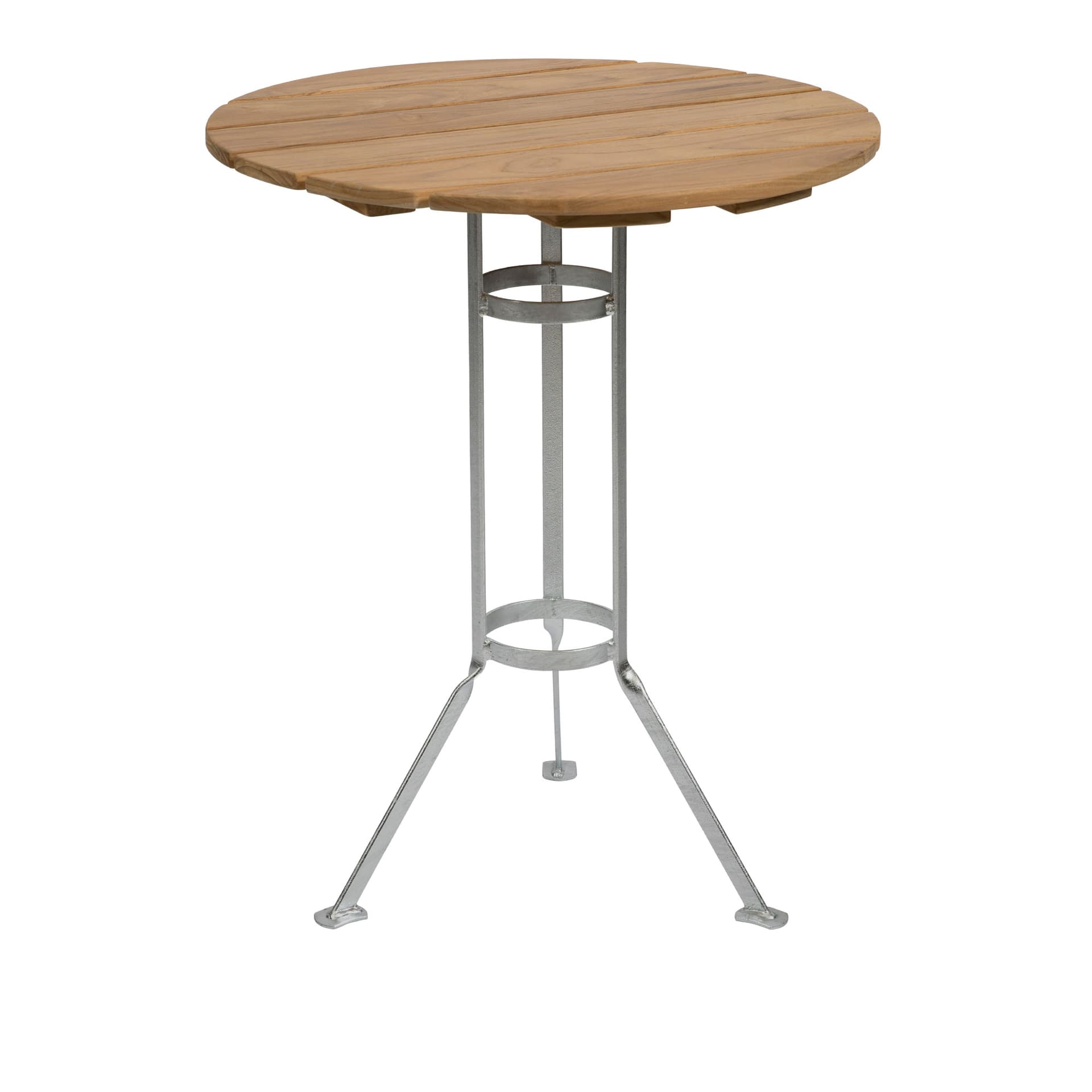 Grythyttan Stålmöbler - Bryggeri Trefotsbord - Teak / Varmförzinkat Stativ - Utendørs spisebord - Tre farget - Metall/Tre