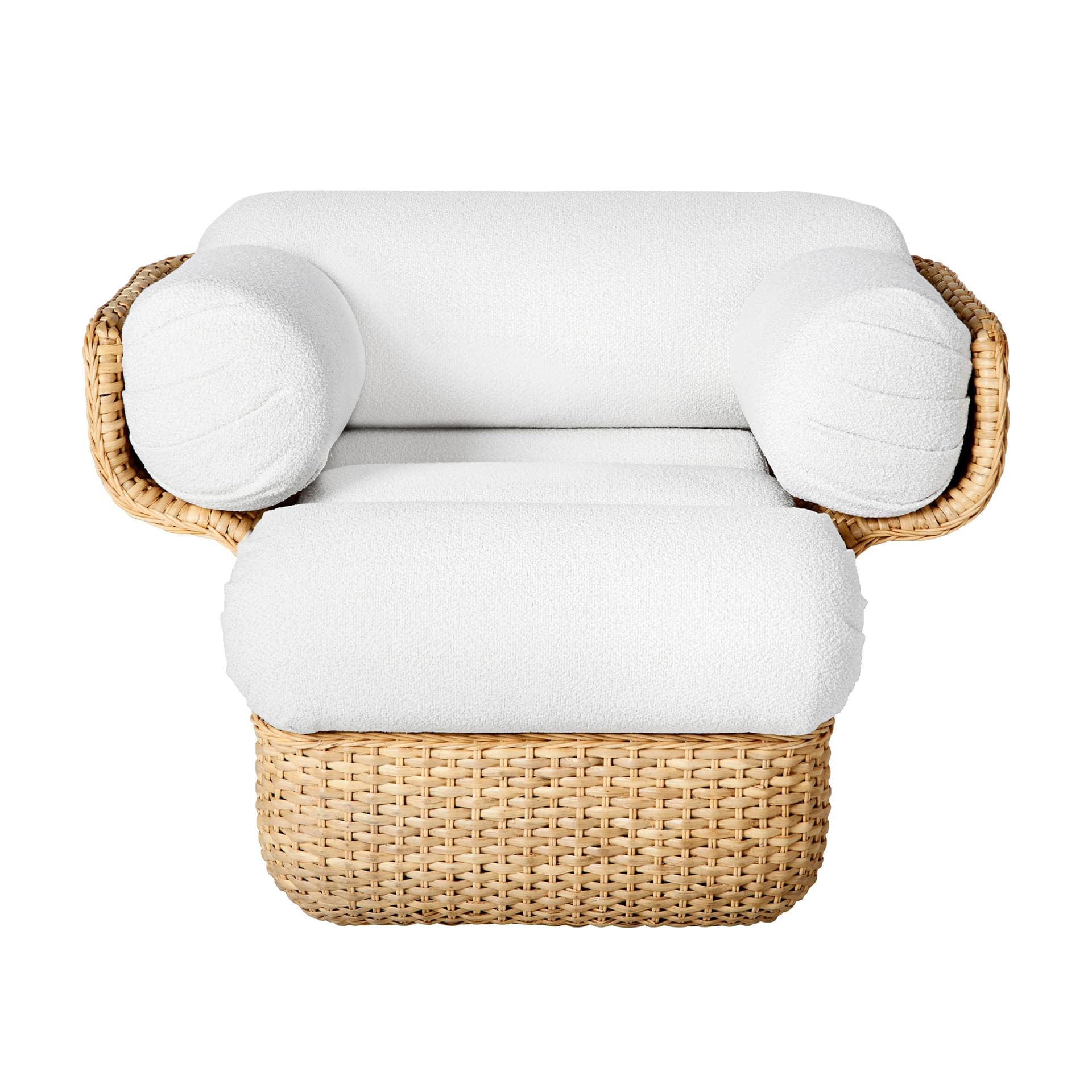 Gubi - Basket Lounge Chair - Fully Upholstered Rattan Lorkey 40, Limonta - Lenestoler - Joe Colombo - Hvit - Metall/Tre/Tekstilmateriale/Skum