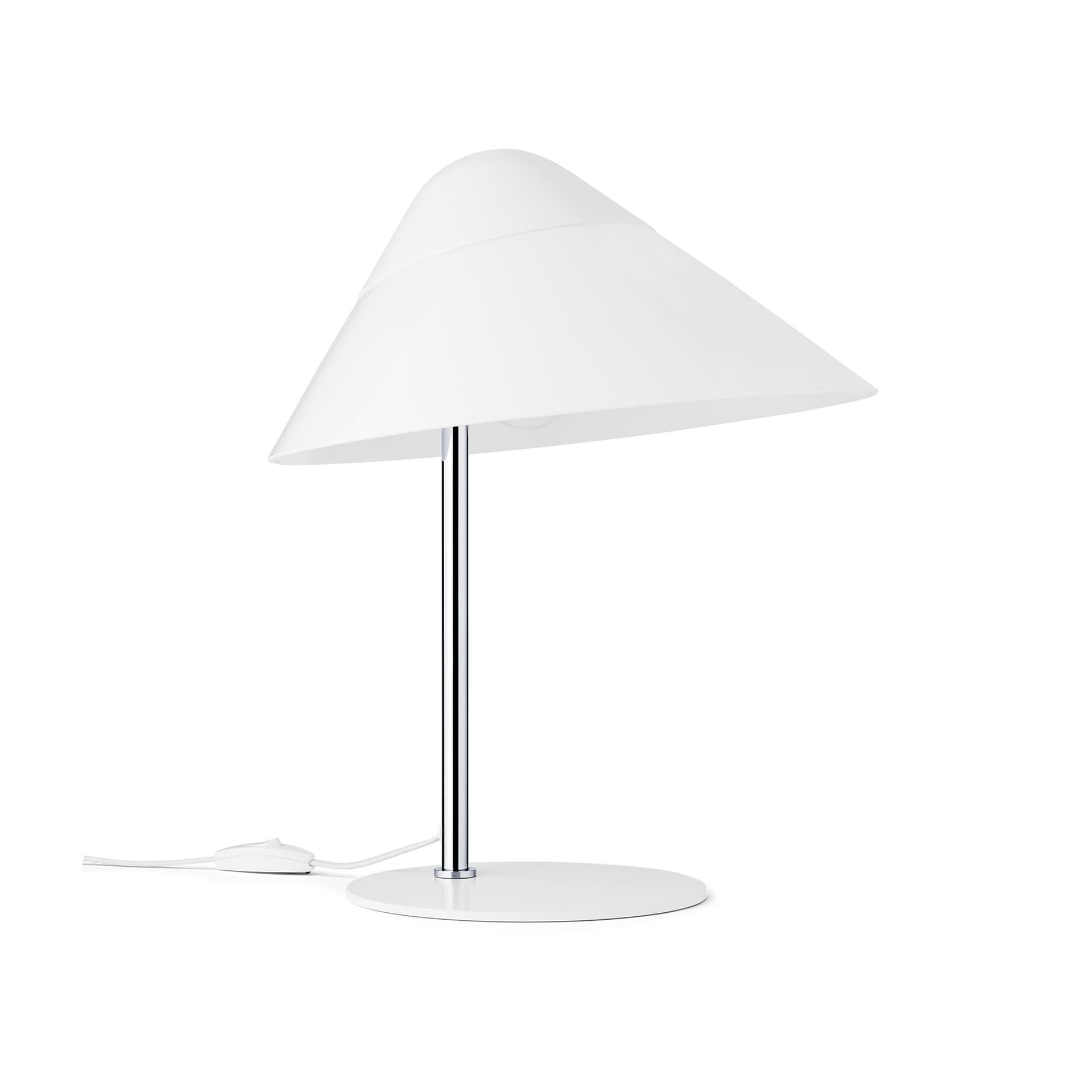 Carl Hansen - Opala Table Lamp Mini White Chrome E27-C - Bordlamper - Hans J. Wegner - Hvit - Metall/Plast