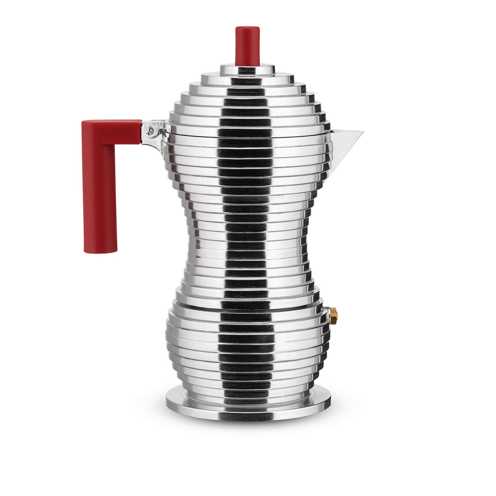 Alessi - Pulcina Espresso Coffee Maker Red 1 Cup MDL02/1 R - Kaffemaskiner & kaffebryggere - Michele De Lucchi - Sølv,Rød - Metall