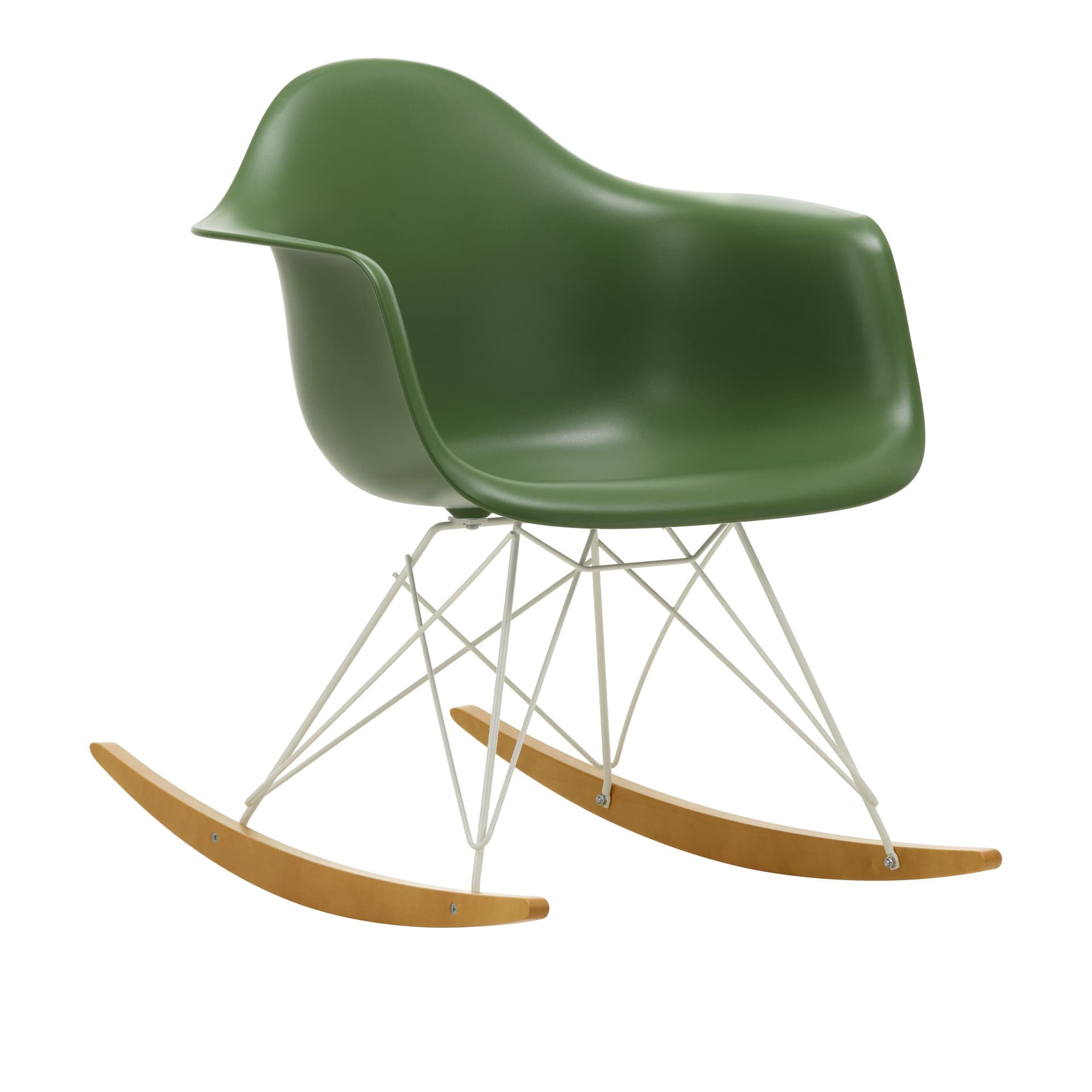 Vitra - Eames Plastic Armchair RAR - 48 Forest - White Base - Golden Maple - Lenestoler - Charles & Ray Eames - Grønn - Metall/Tre/Plast