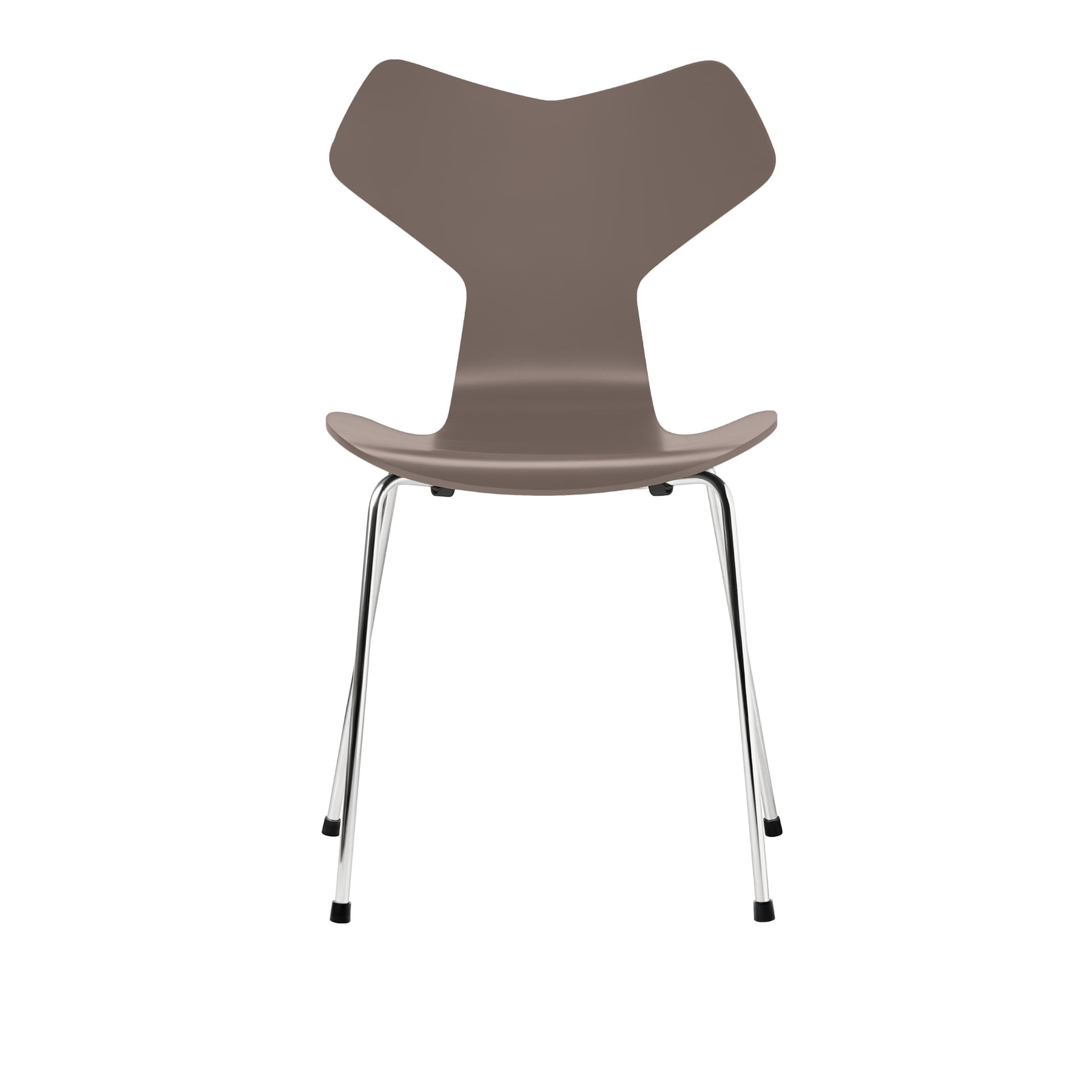 Fritz Hansen - 3130 Grand Prix, Lackad, Deep Clay, Underrede Förkromat Stål - Spisestoler - Arne Jacobsen - Beige,Grå - Metall/Tre
