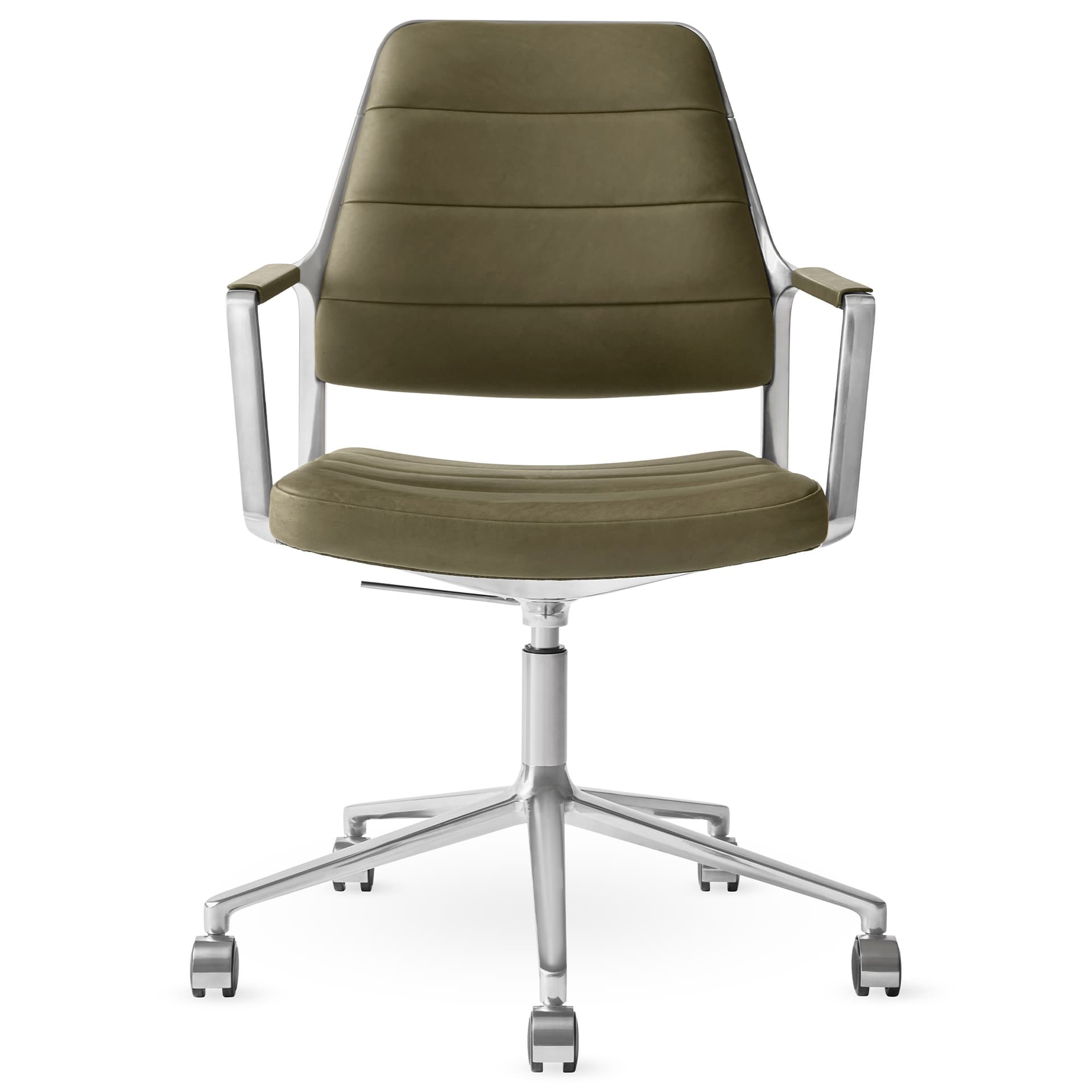 Vipp - Vipp455+ Swivel chair, polished, castors, Bosco leather - Kontorstoler