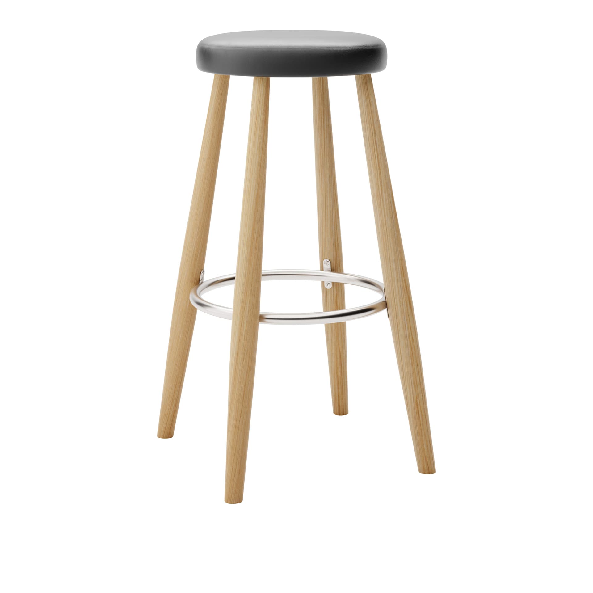 Carl Hansen - CH56 High Stool, Oljad Ek, Lädergrupp C Sif - 98 - Barstoler & barkrakker - Hans J. Wegner - Tre farget - Lær/Metall/Tre