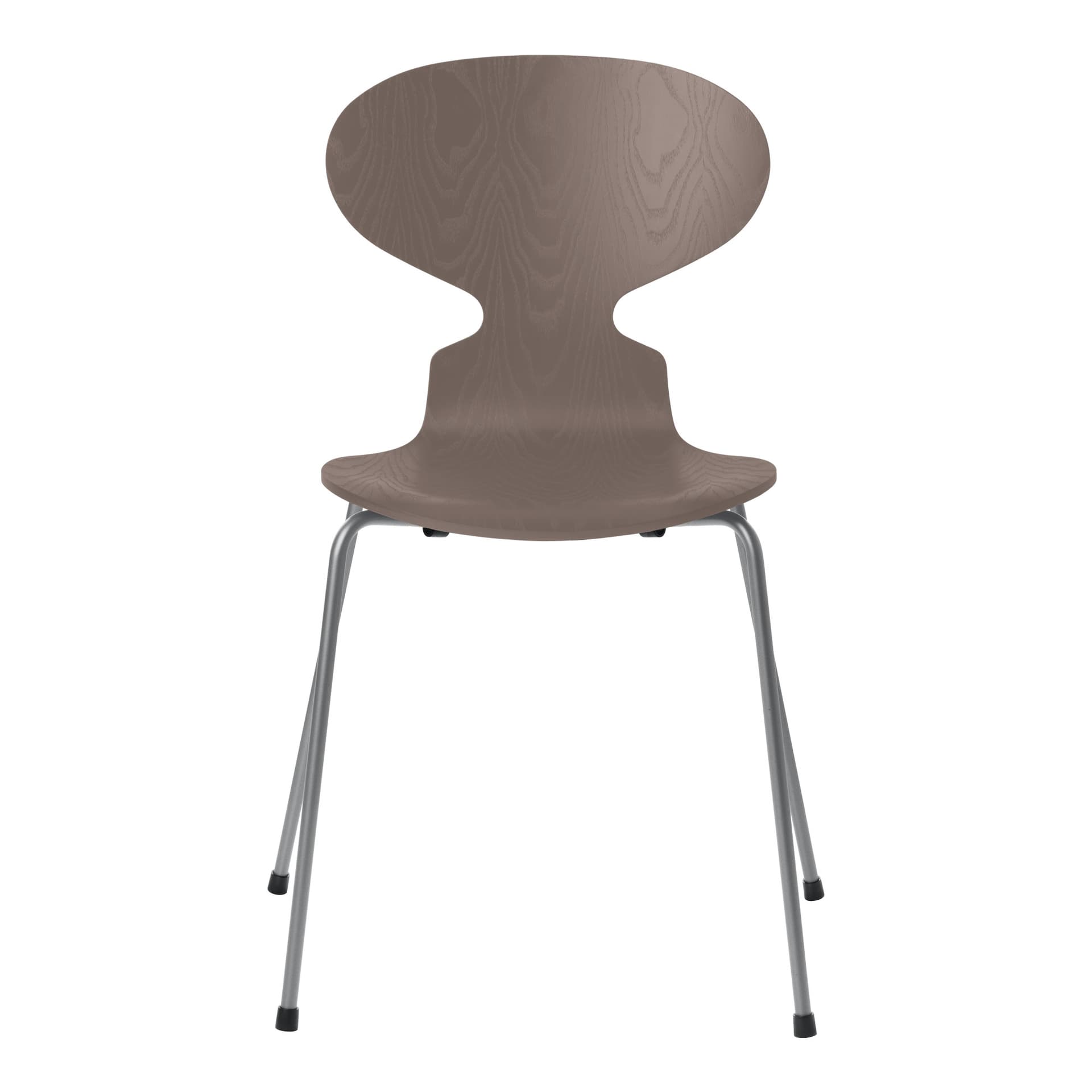 Fritz Hansen - Ant 3101 farget asketrefinér stålstativ sølvgrå deep clay - Spisestoler - Arne Jacobsen - Grå - Metall/Tre