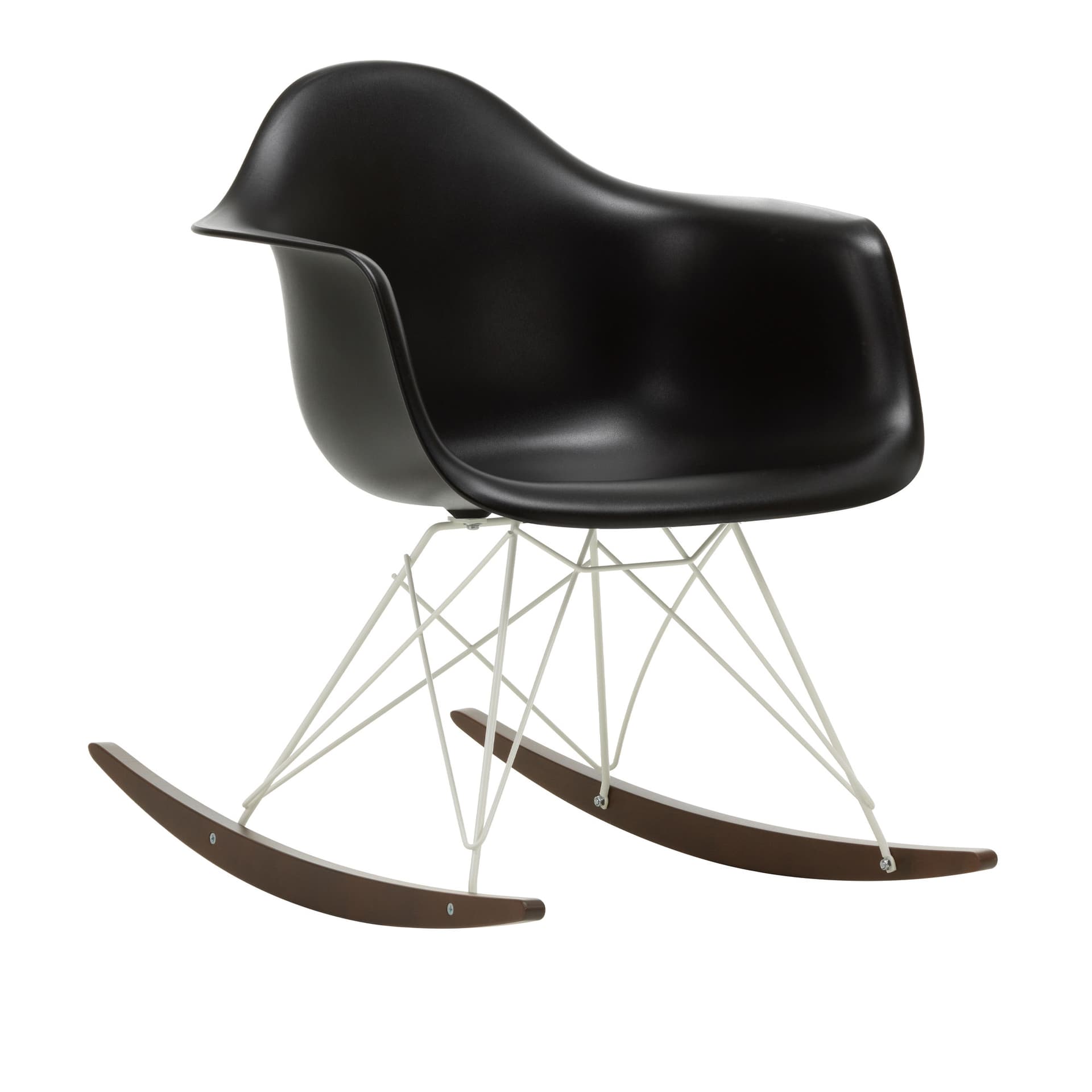 Vitra - Eames Plastic Armchair RAR - 12 Deep Black - White Base - Dark Maple - Lenestoler - Charles & Ray Eames - Svart - Metall/Tre/Plast