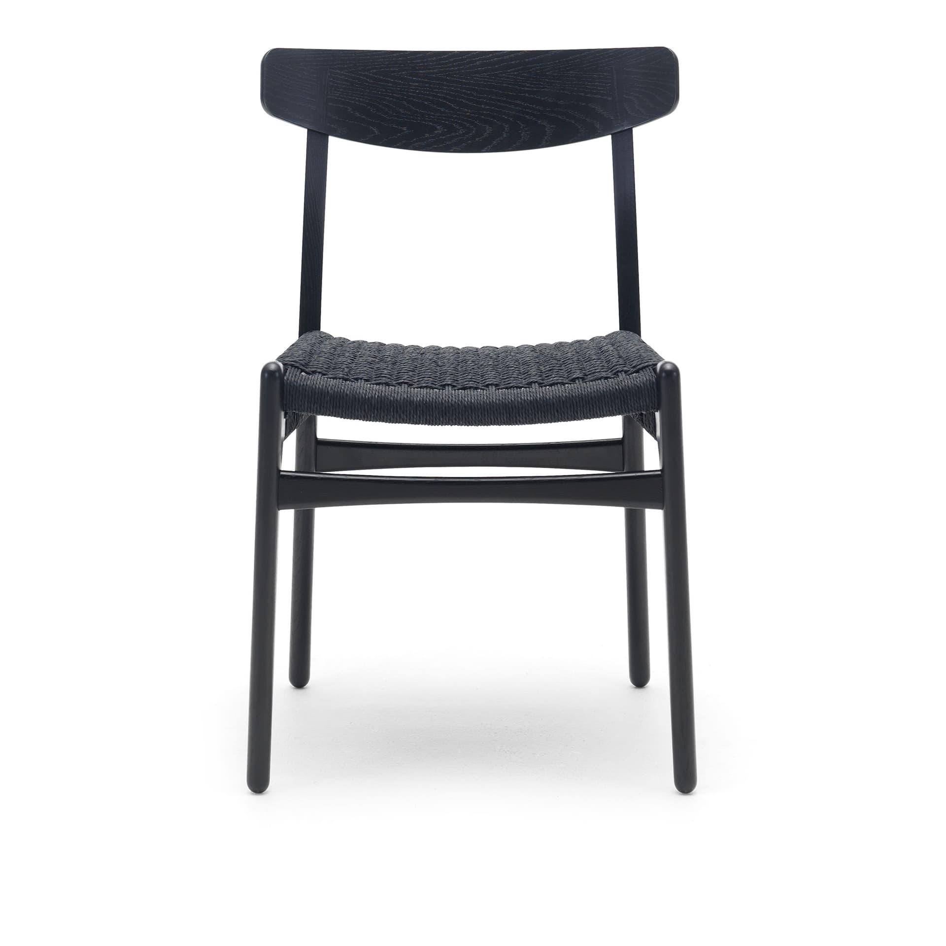Carl Hansen - CH23, Svartlackad ek, Svartflätat papperssnöre - Spisestoler - Hans J. Wegner - Svart - Papir/Tre