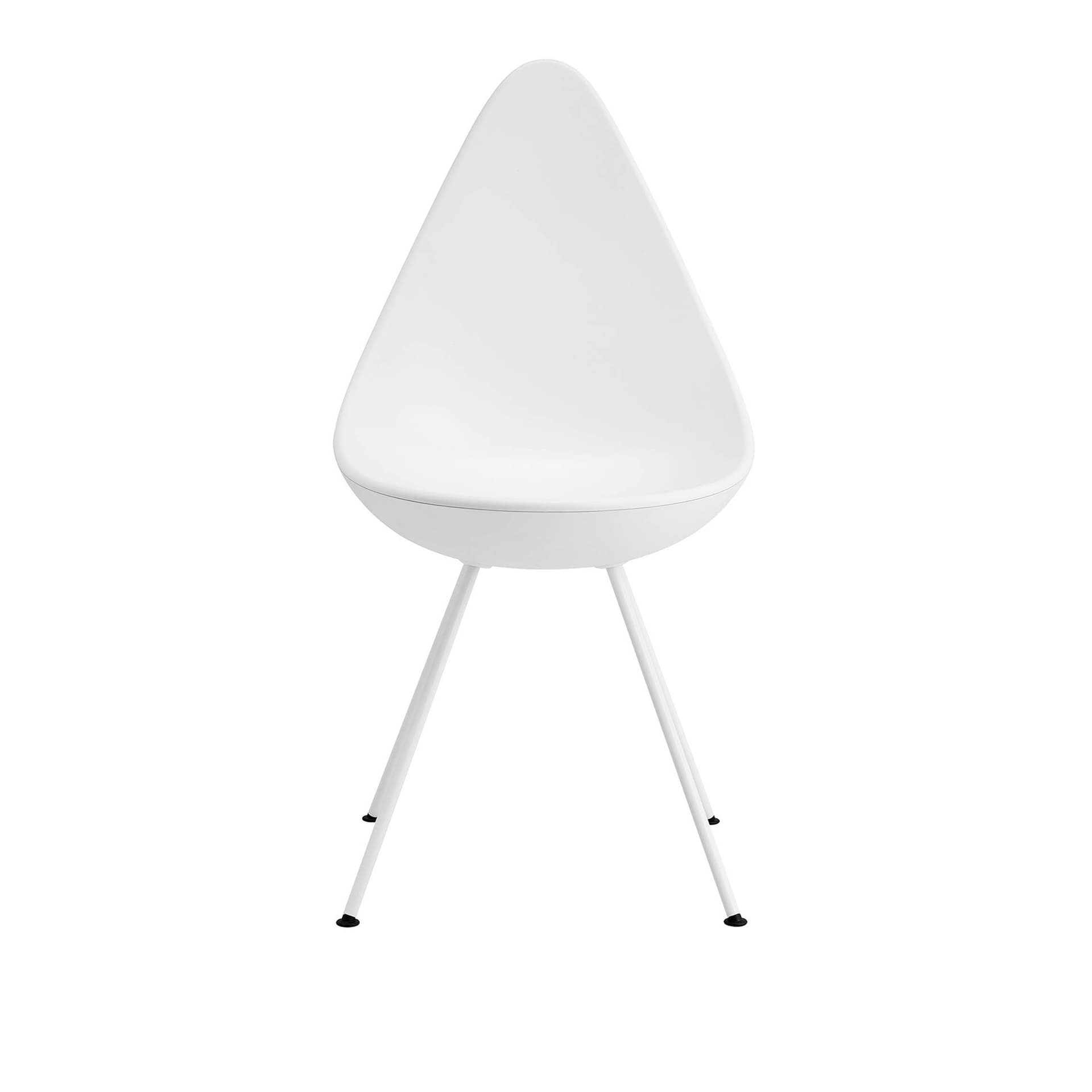 Fritz Hansen - 3110 Droppen - Ej klädd, White, Matchande pulverlackerat stål - Spisestoler - Arne Jacobsen - Hvit - Metall/Plast