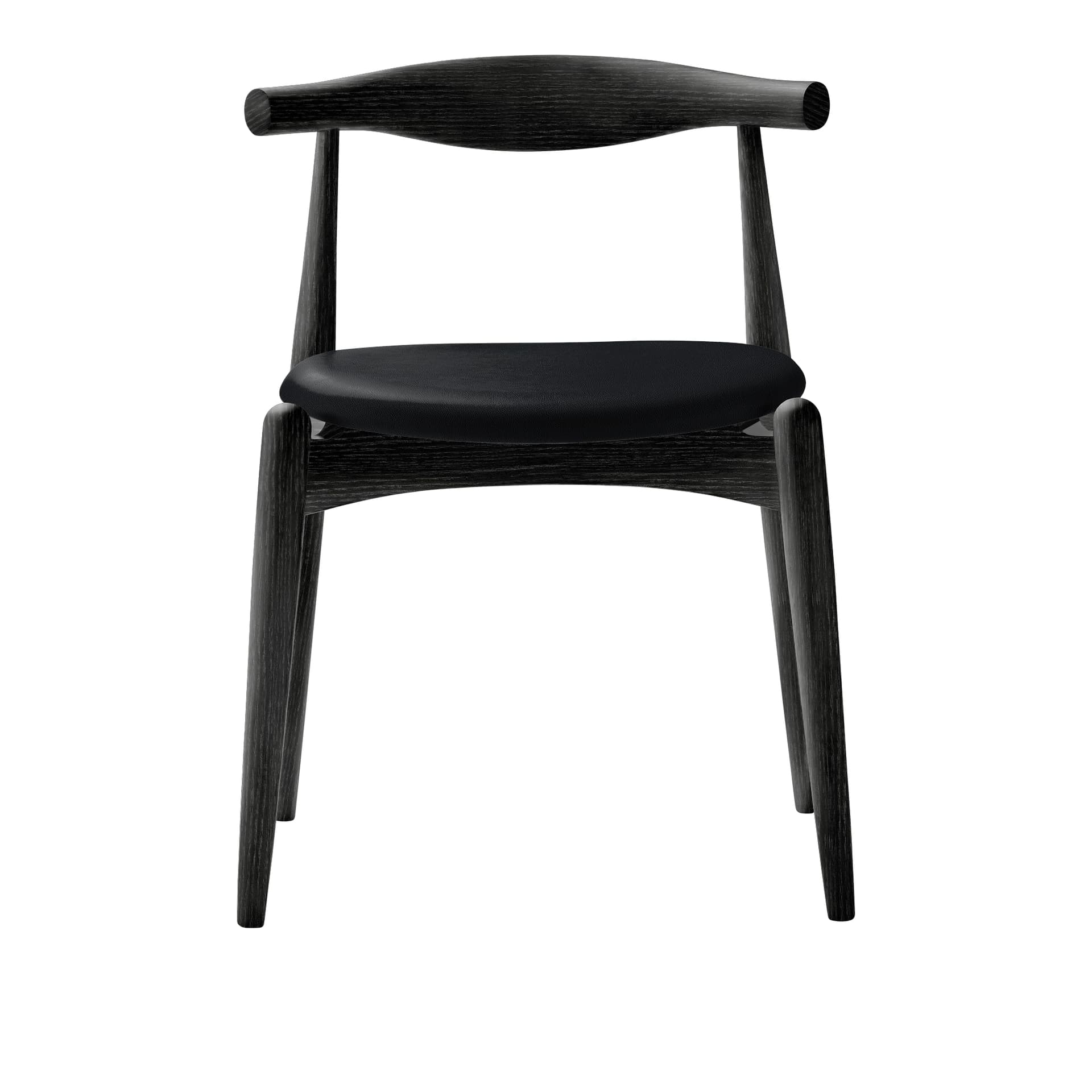 Carl Hansen - CH20, Svartlackad Ek, Lädergrupp A Loke - 7150 - Spisestoler - Hans J. Wegner - Svart - Tre