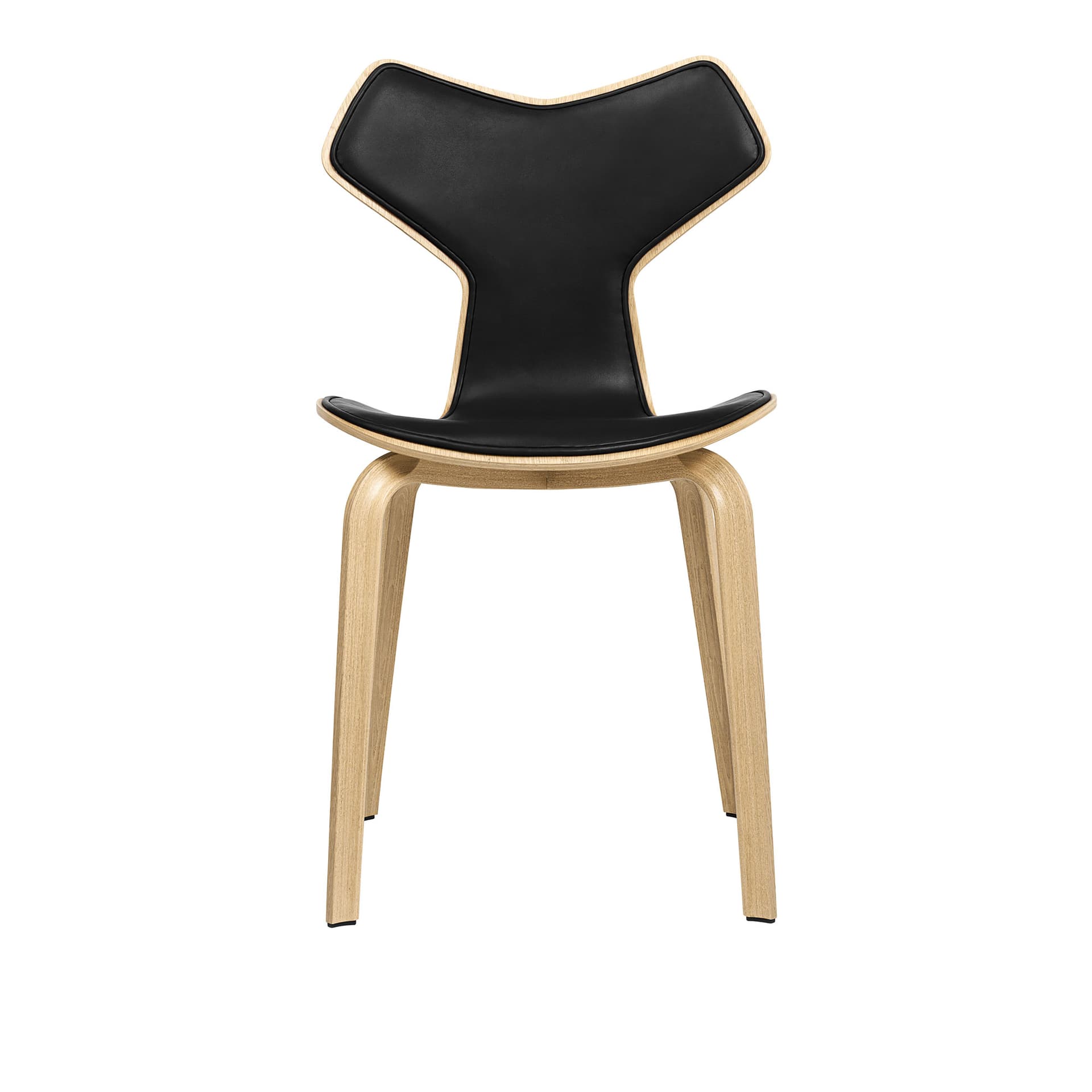 Fritz Hansen - 4130 Grand Prix, Ek, Framsidesklädd, Läder, Soft Svart - Spisestoler - Arne Jacobsen - Svart - Lær/Metall/Tre