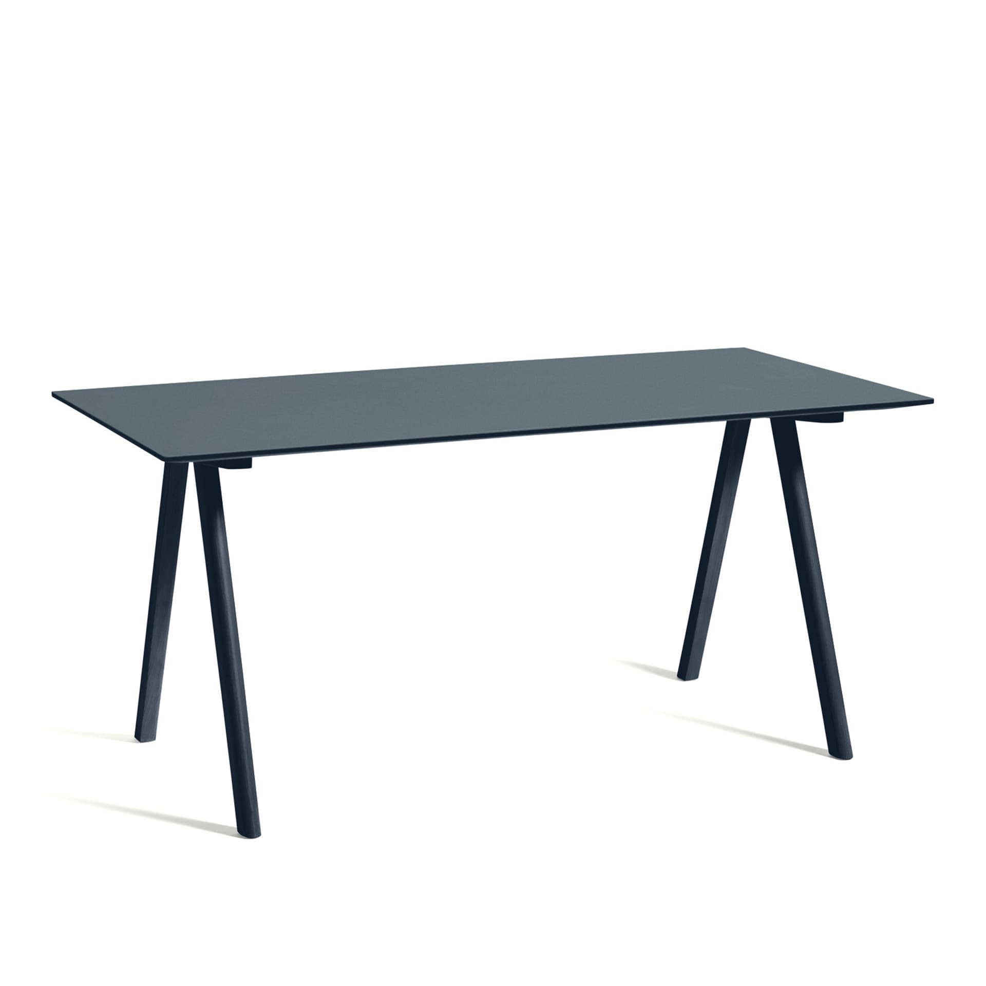 HAY - CPH10 2.0 Desk Deep Blue Lacquered Oak Frame L160 X W80 X H74 Smokey Blue Linoleum Top Deep Blue Lacquered Edge - Skrivebord - Ronan & Erwan Bouroullec - Blå - Tre