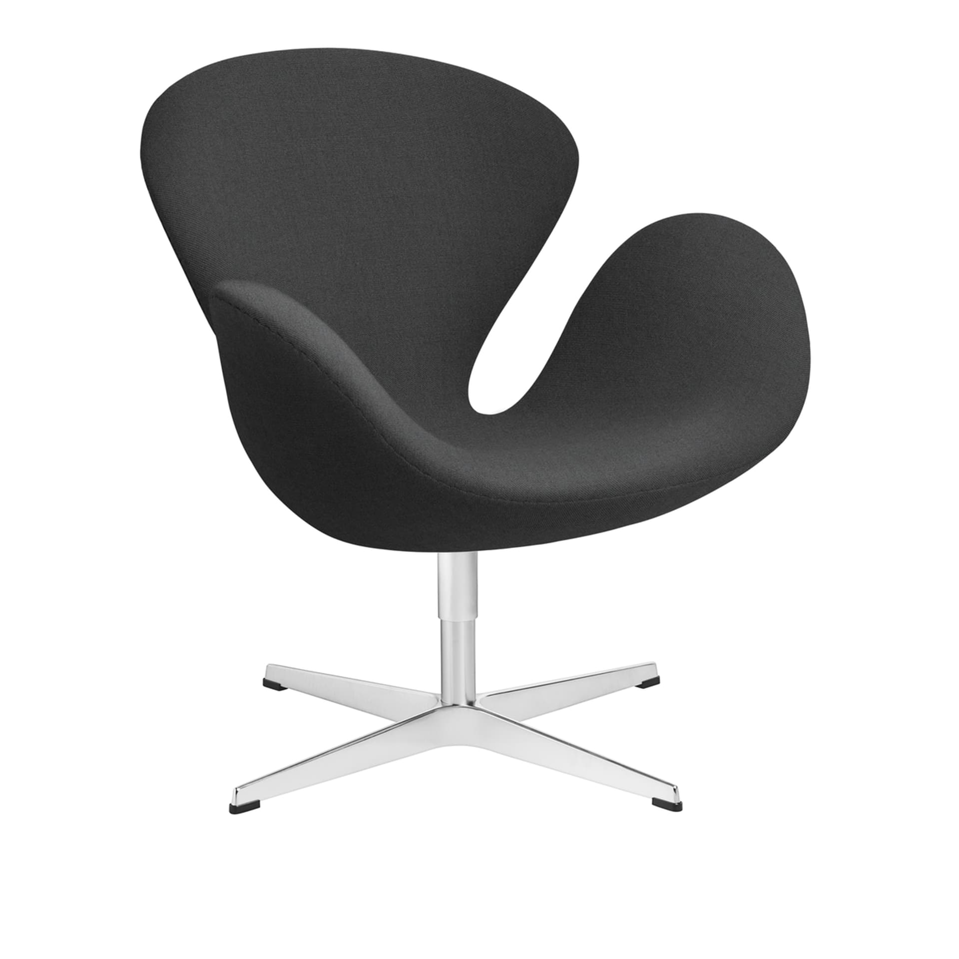 Fritz Hansen - 3320 Svanen Fåtölj, Grey Uni 1172 Christianshavn Fabric, Snurrbar stjärnfot - Svingbare lenestoler - Arne Jacobsen - Grå - Metall/Skum/Ull
