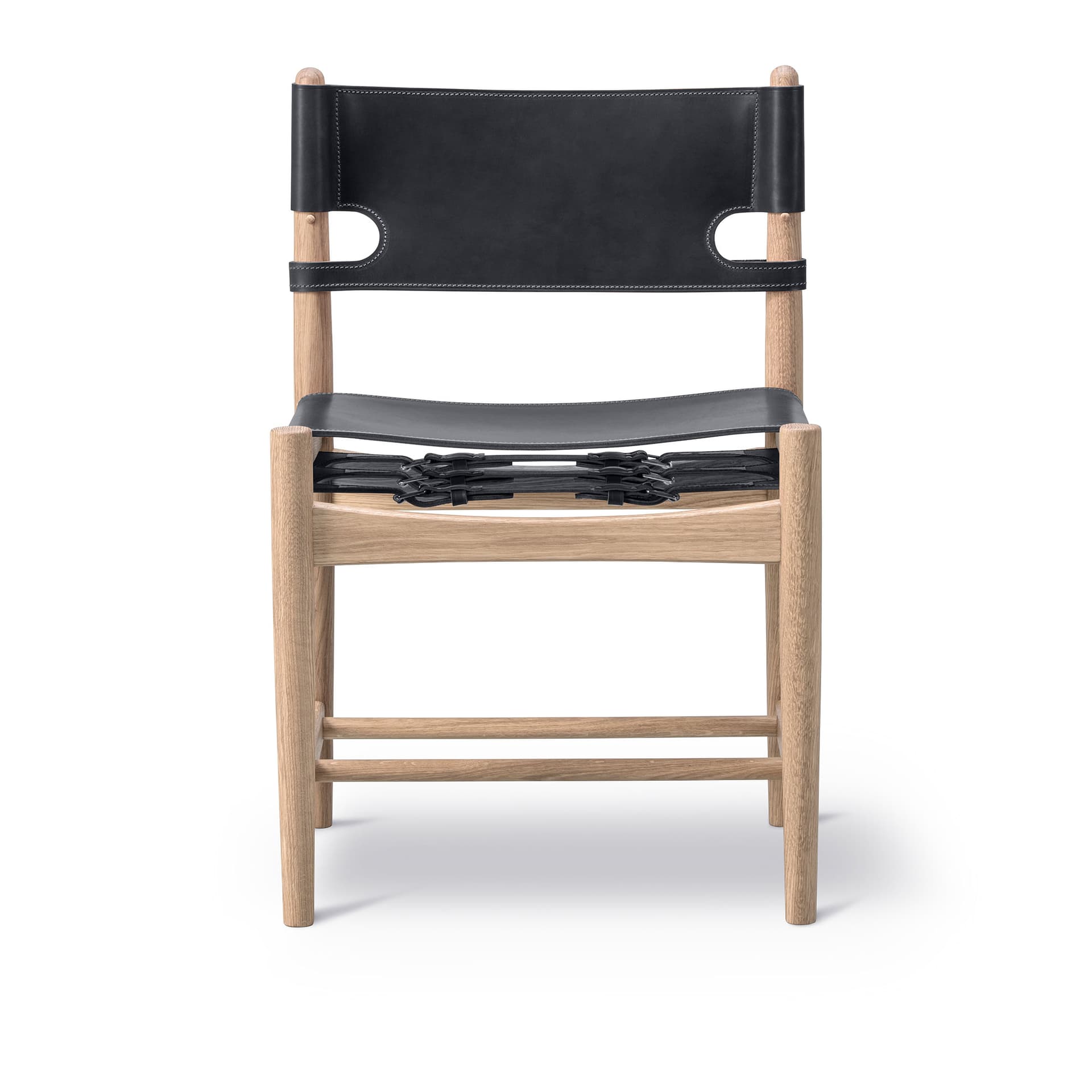 Fredericia Furniture - The Spanish Dining Chair Såpad ek / Svart läder - Spisestoler - Børge Mogensen - Svart - Lær/Tre