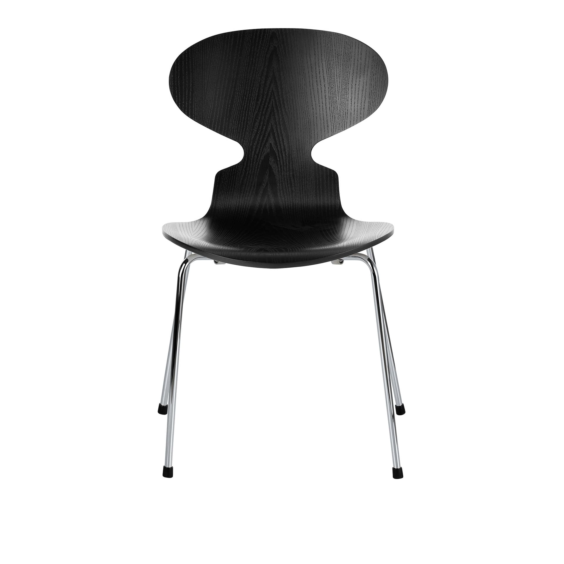 Fritz Hansen - Ant 3101 farget asketrefinér stålstativ krom black - Spisestoler - Arne Jacobsen - Svart - Metall/Tre