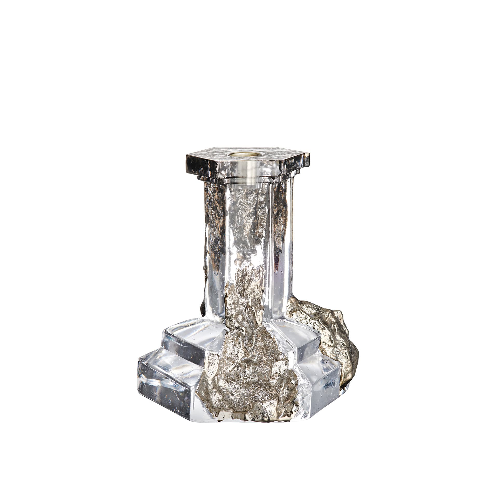 Kosta Boda - Rocky Baroque Candlestick Glossy Glaze 175 mm - Lysestaker & lykter - Hanna Hansdotter - Sølv